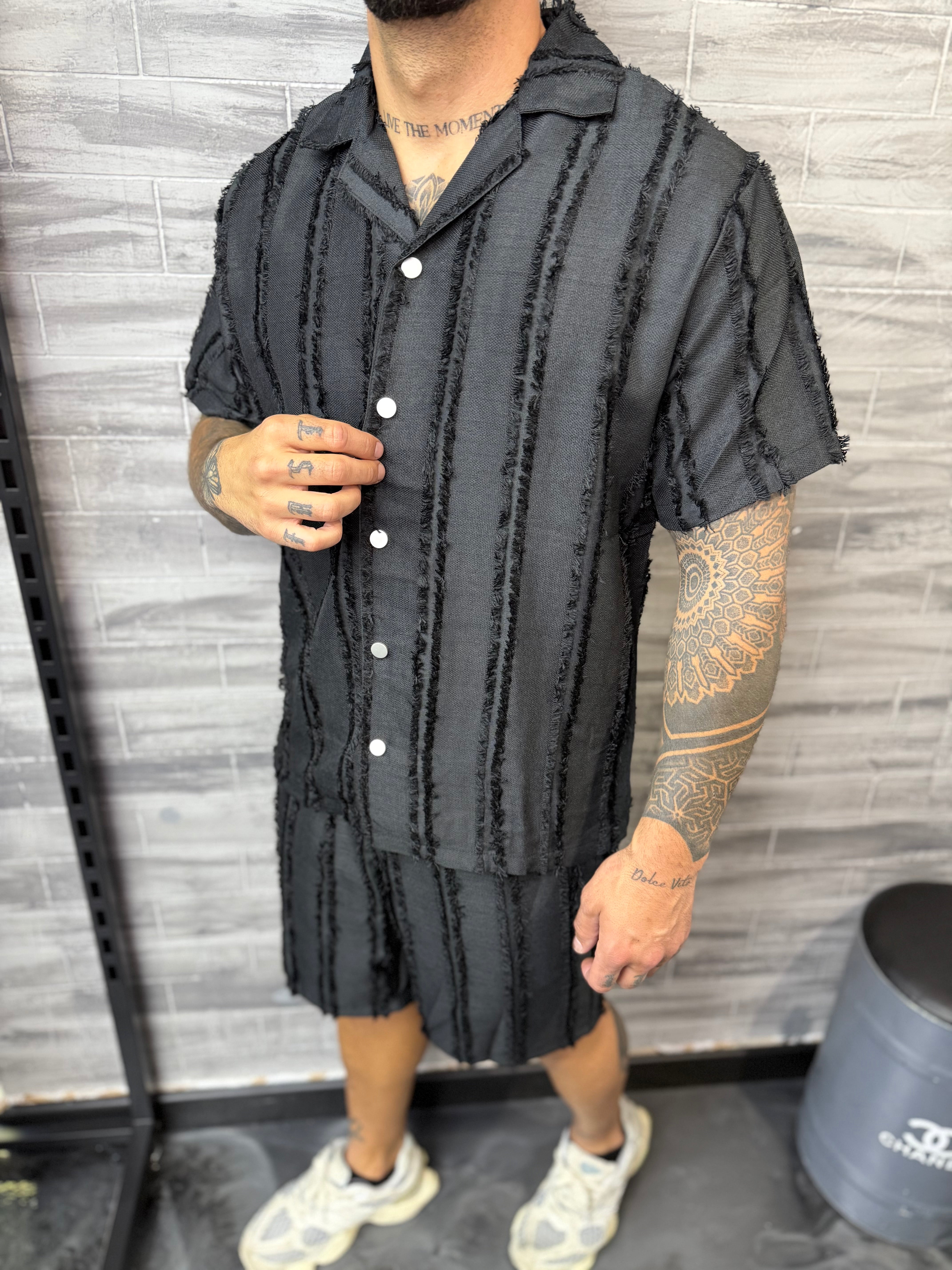 Ensemble Lisbone short + chemise noir