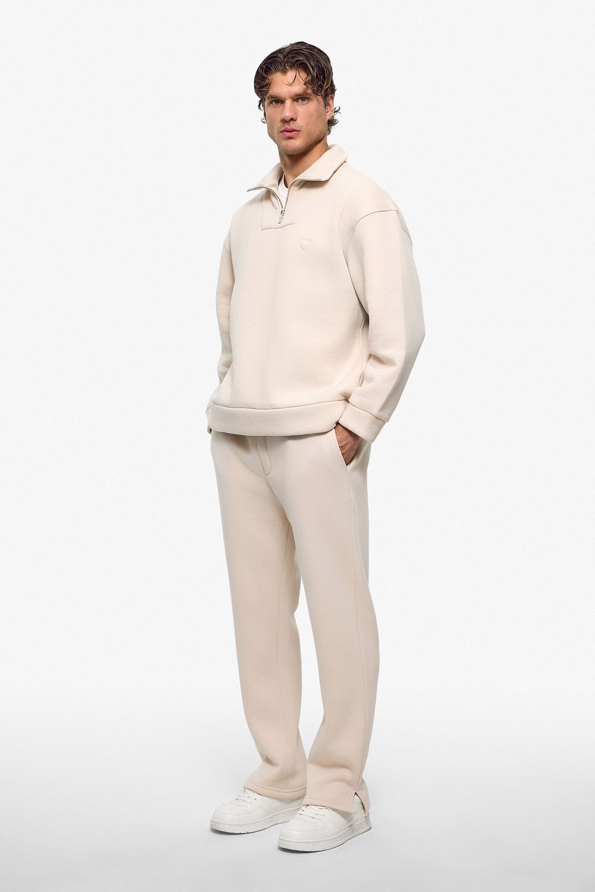 Pantalon jogg fente beige