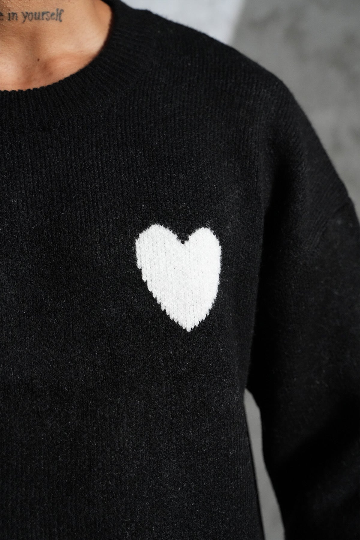 Pull maille noir Cœur
