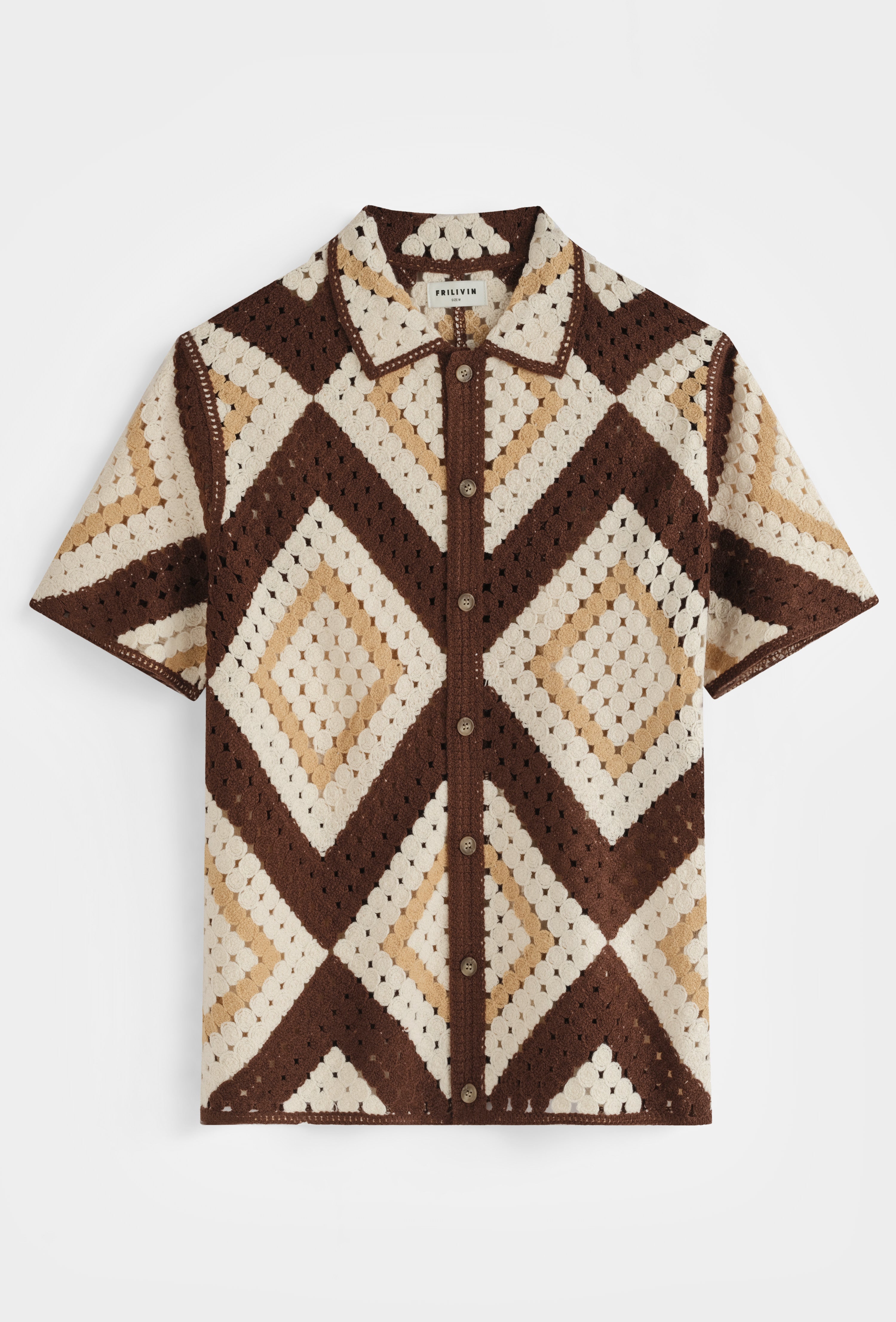 Chemise crochet marron beige
