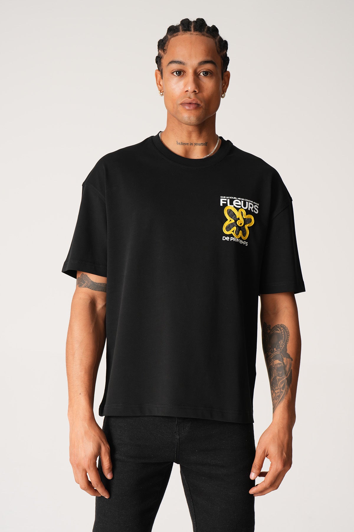 T-Shirt fleur noir