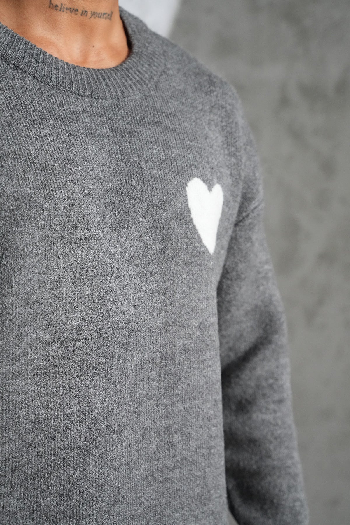 Pull maille gris Cœur