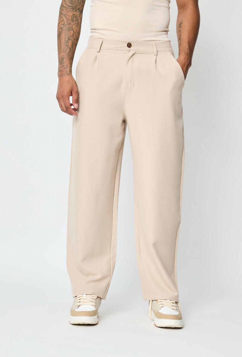 Pantalon beige coupe droite