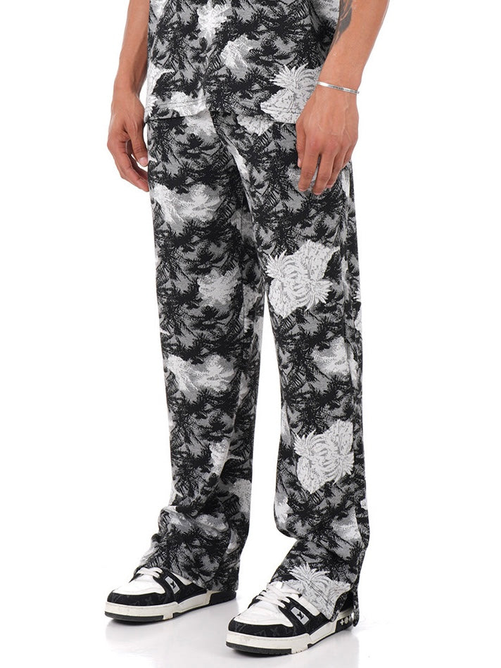 Pantalon motif noir gris LL1118