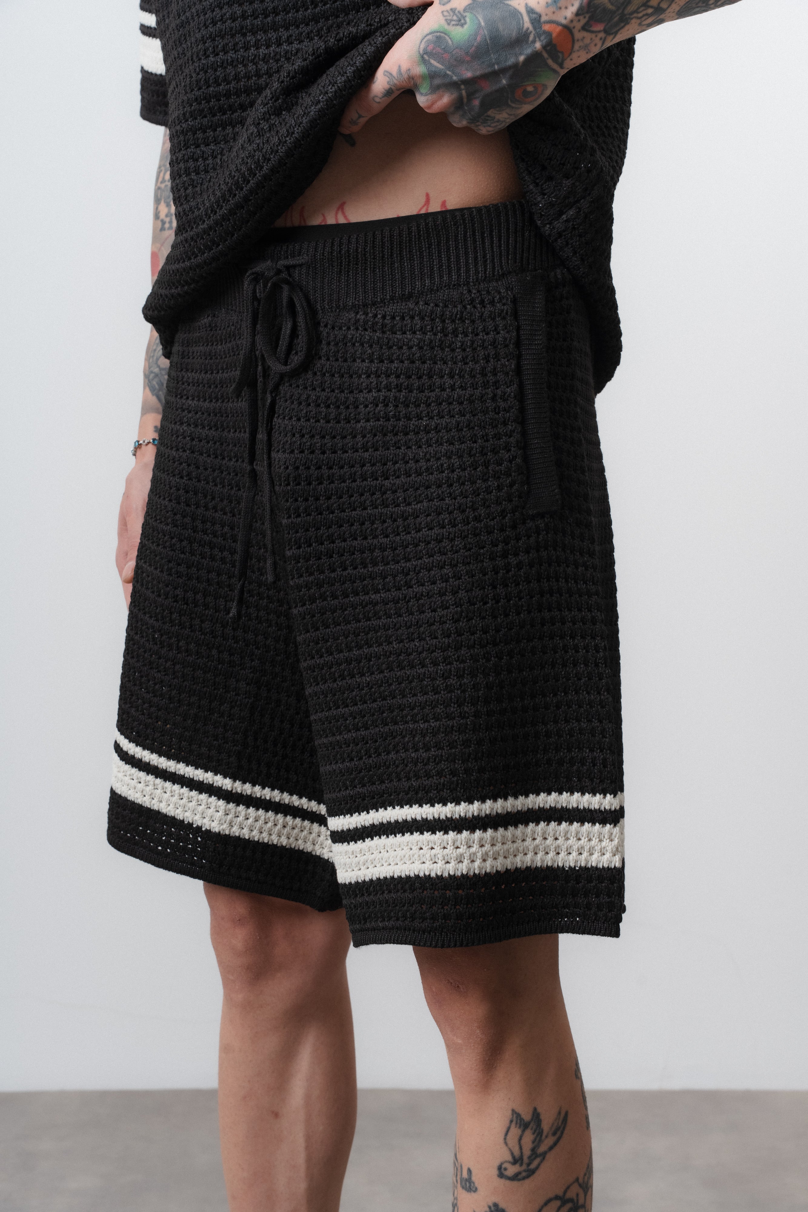 Ensemble short t-shirt maille noir
