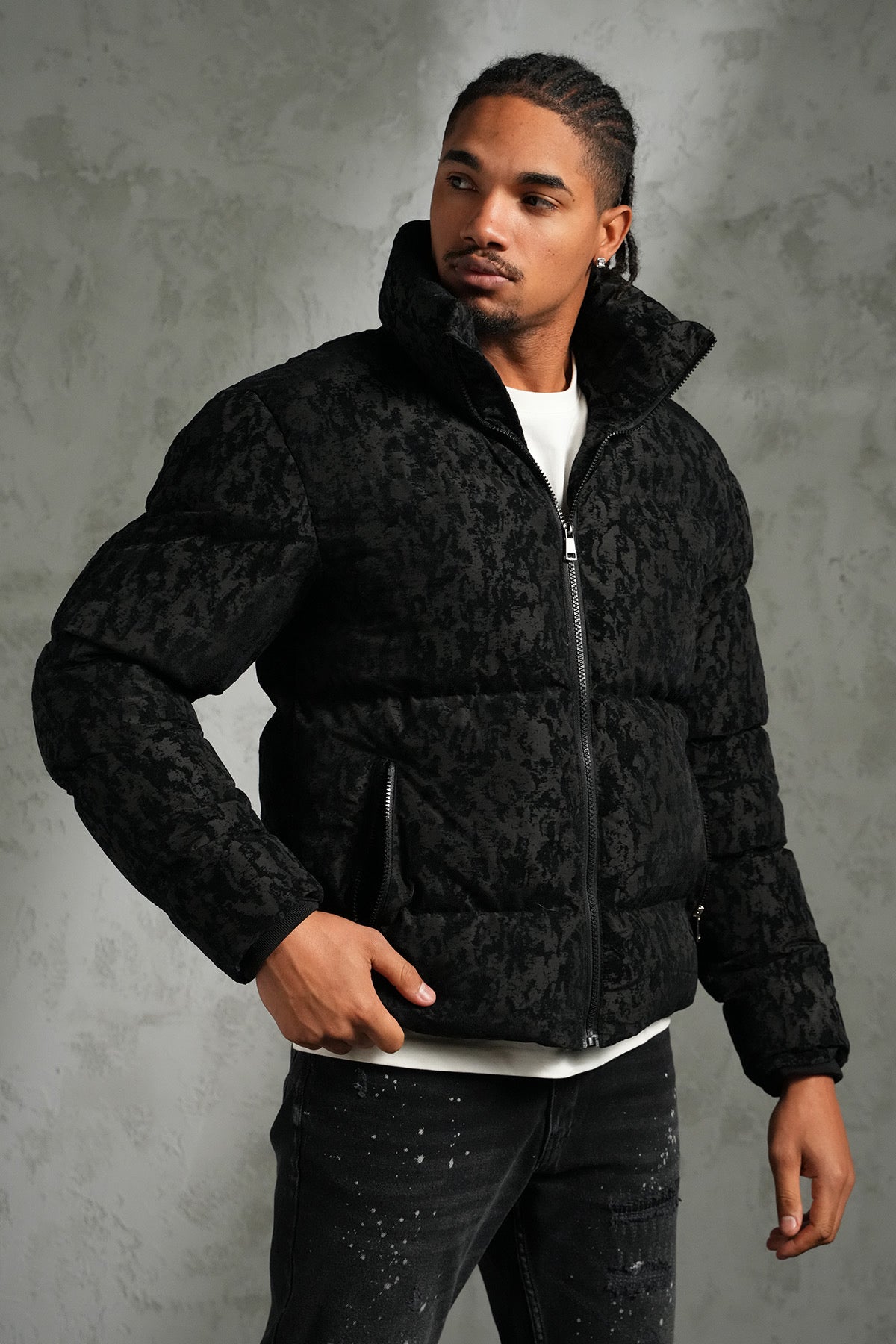 Doudoune motifs noir