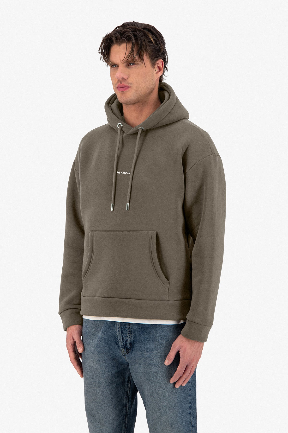 Sweat capuche kaki Amore