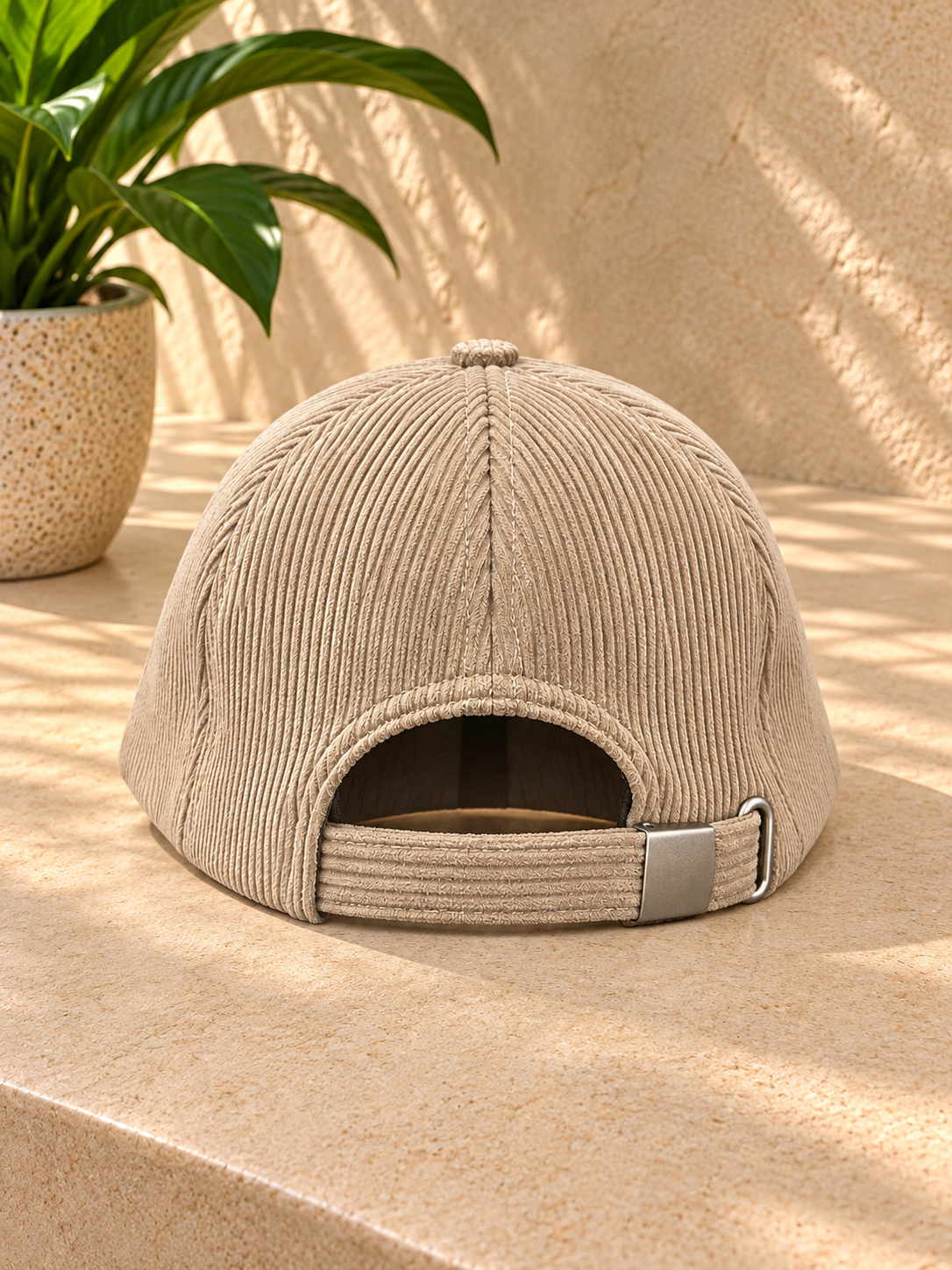 Casquette C velours beige