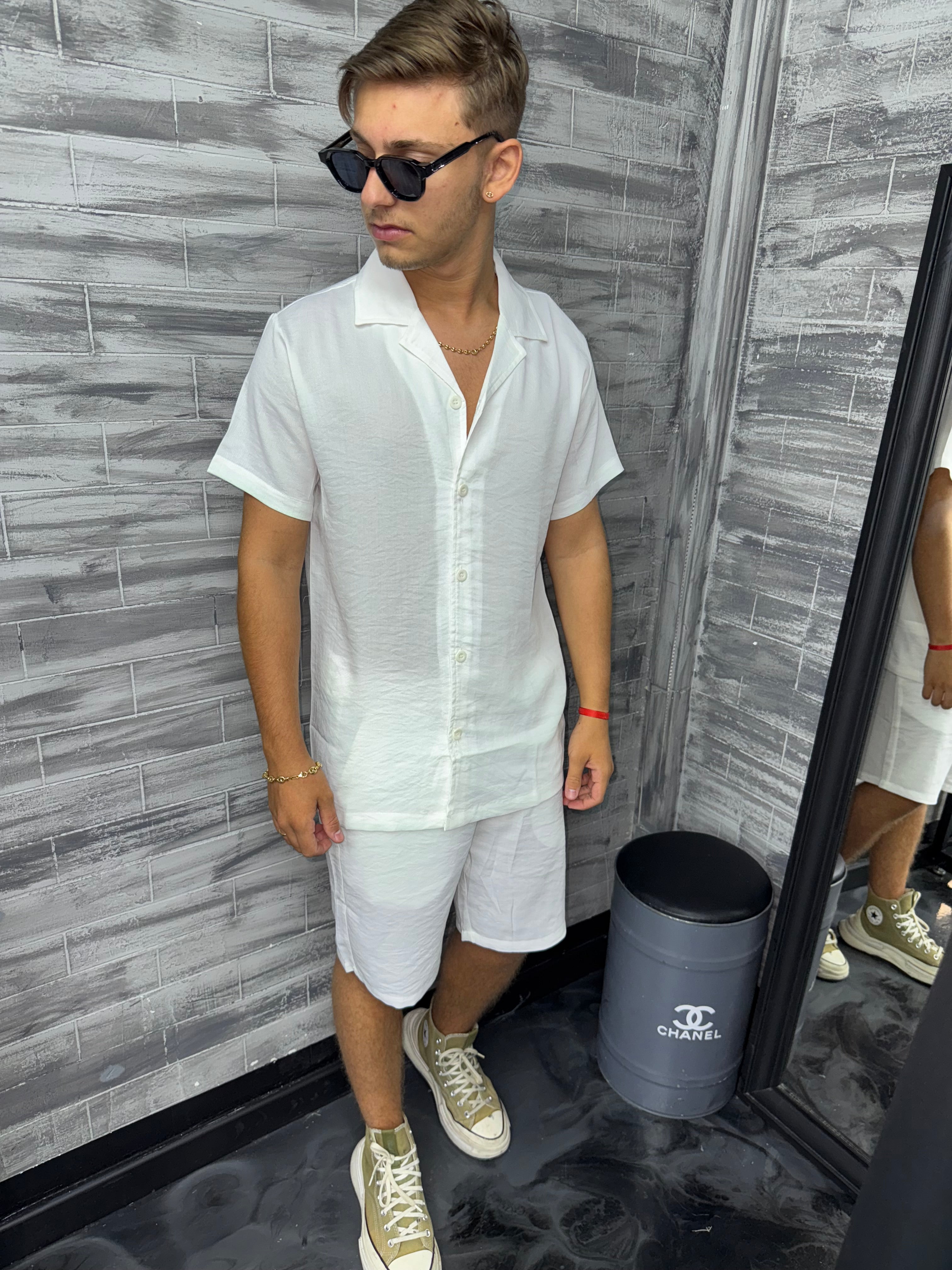 Ensemble Ibiza short + chemise blanc