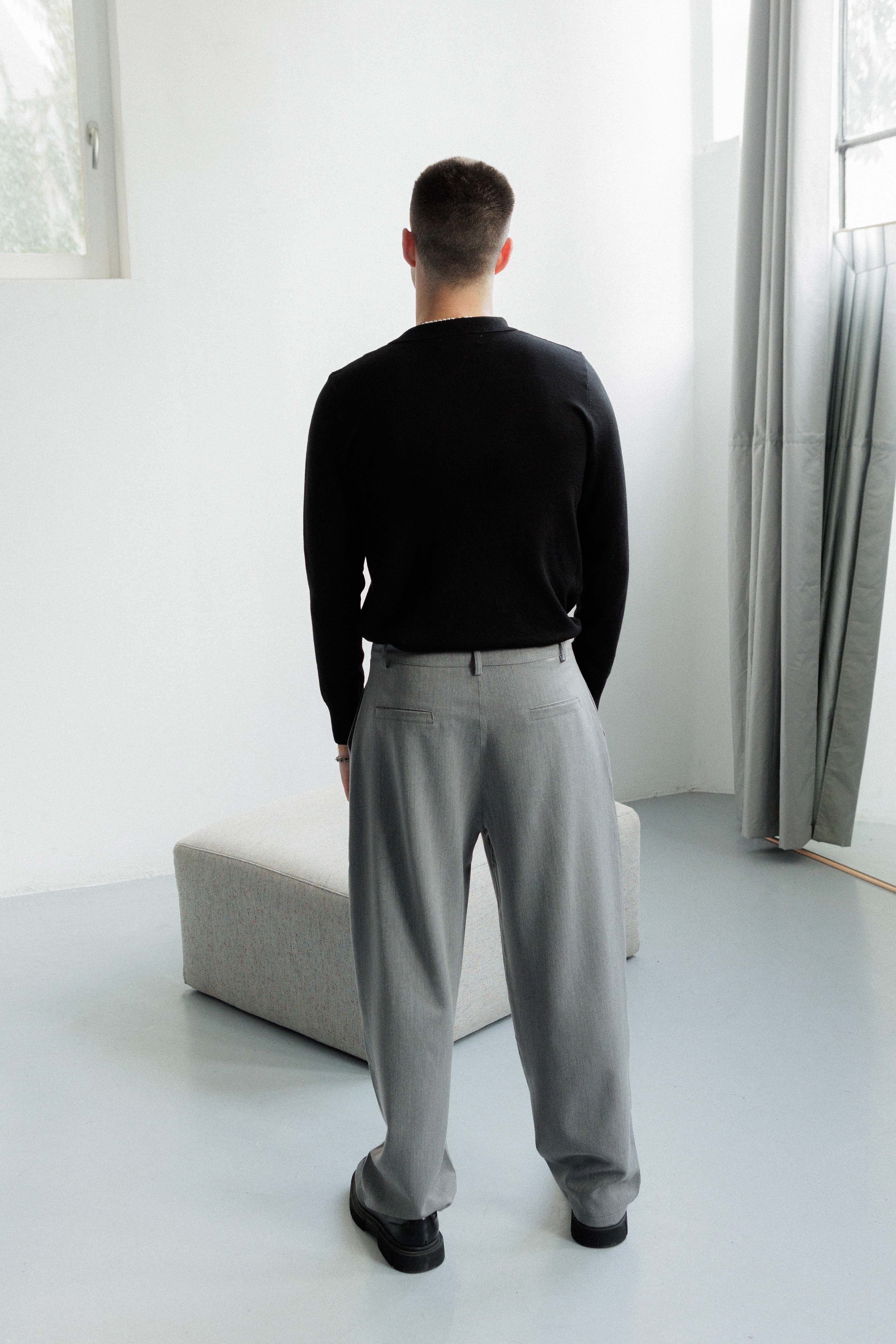 Pantalon large habillé gris