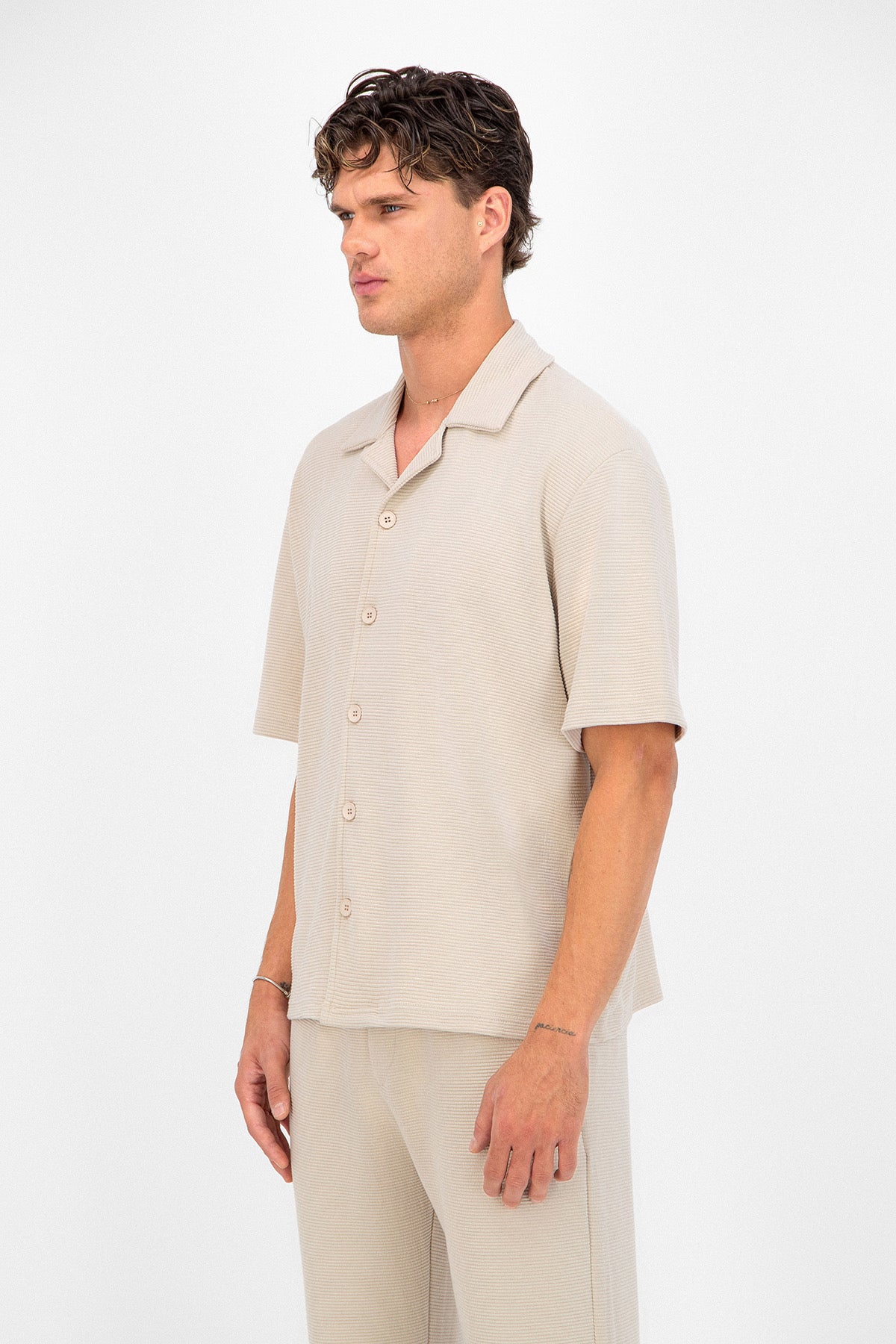 Chemise texturé beige
