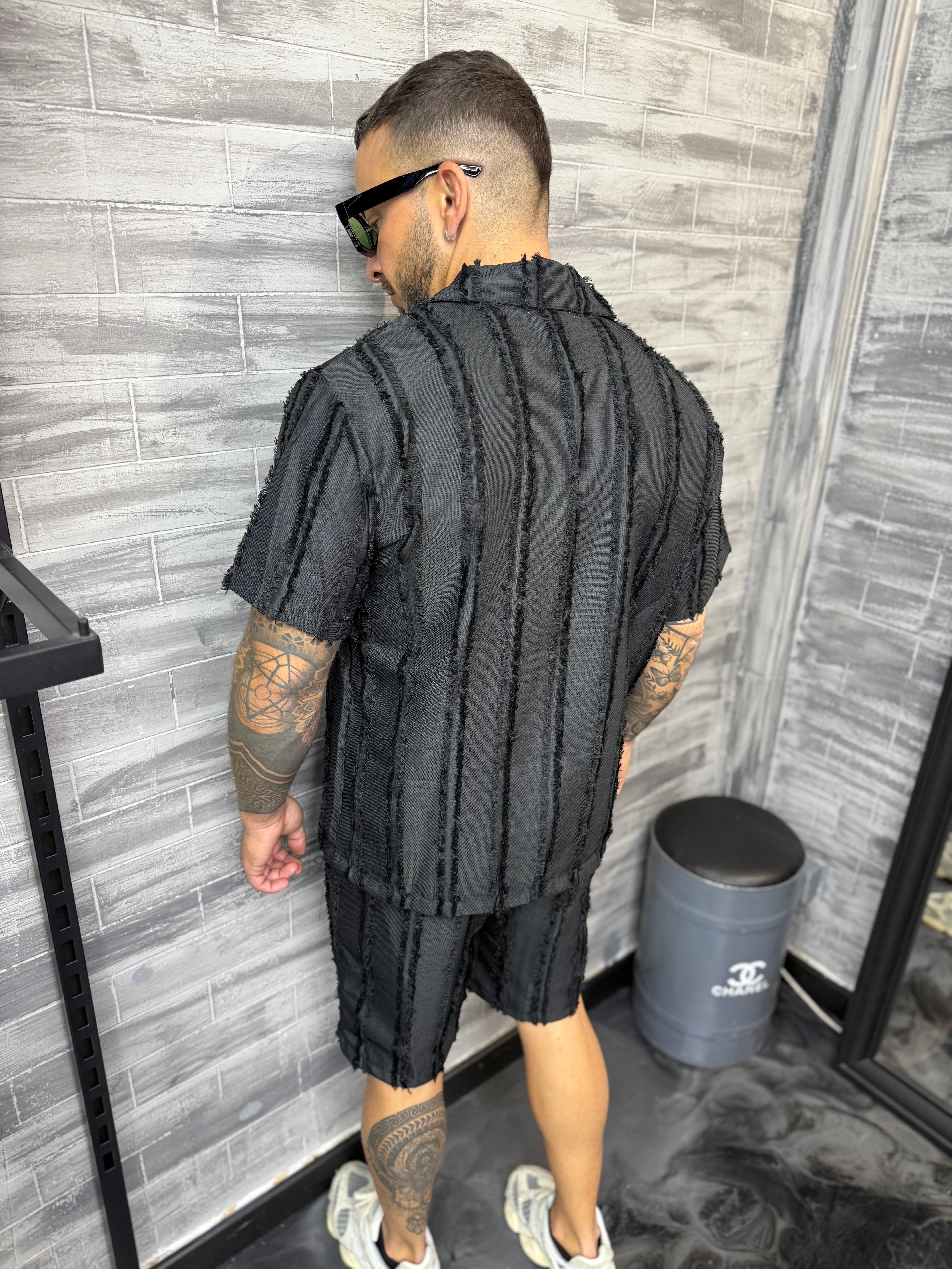 Ensemble Lisbone short + chemise noir