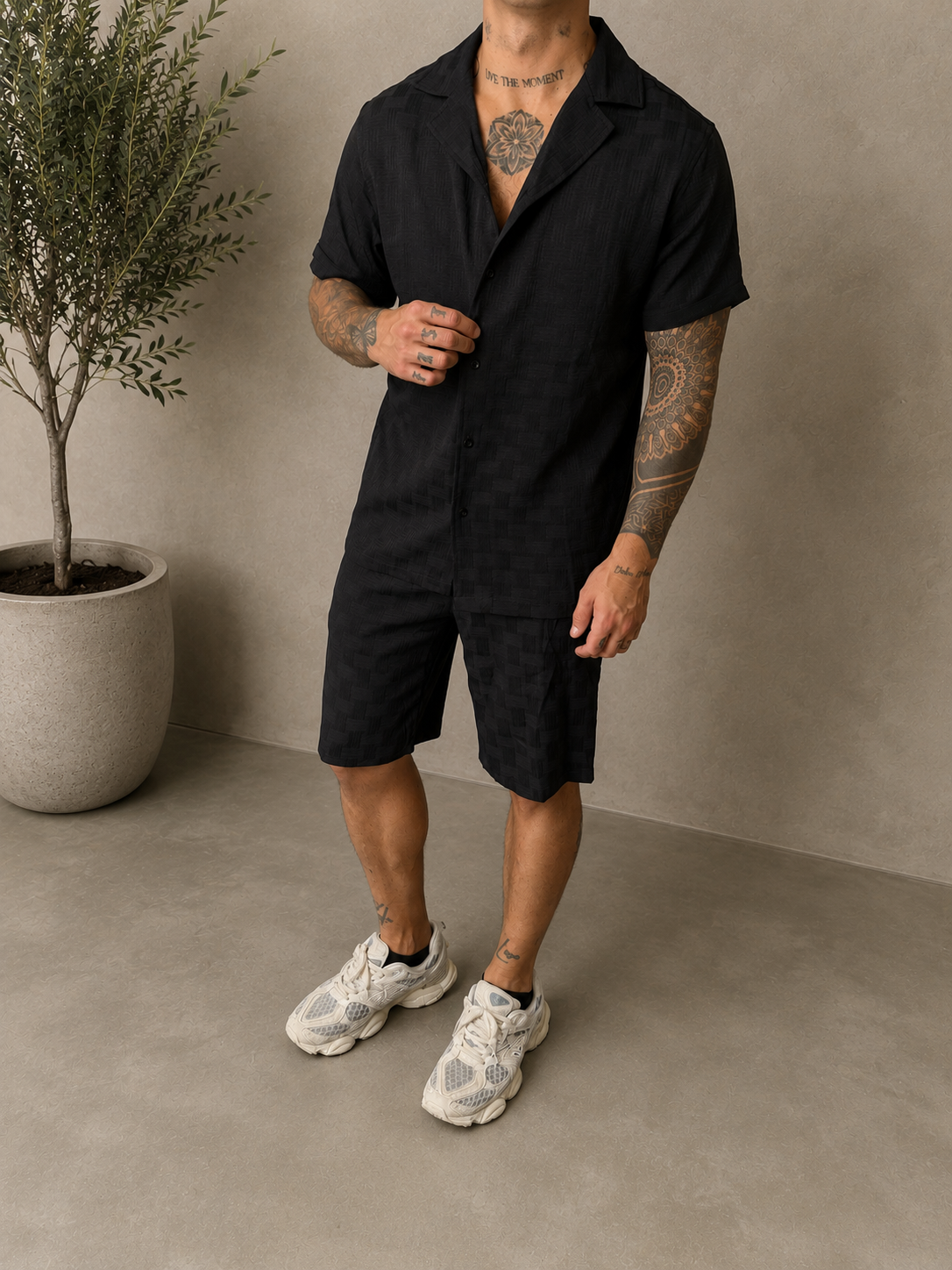 Ensemble Malta short + chemise noir