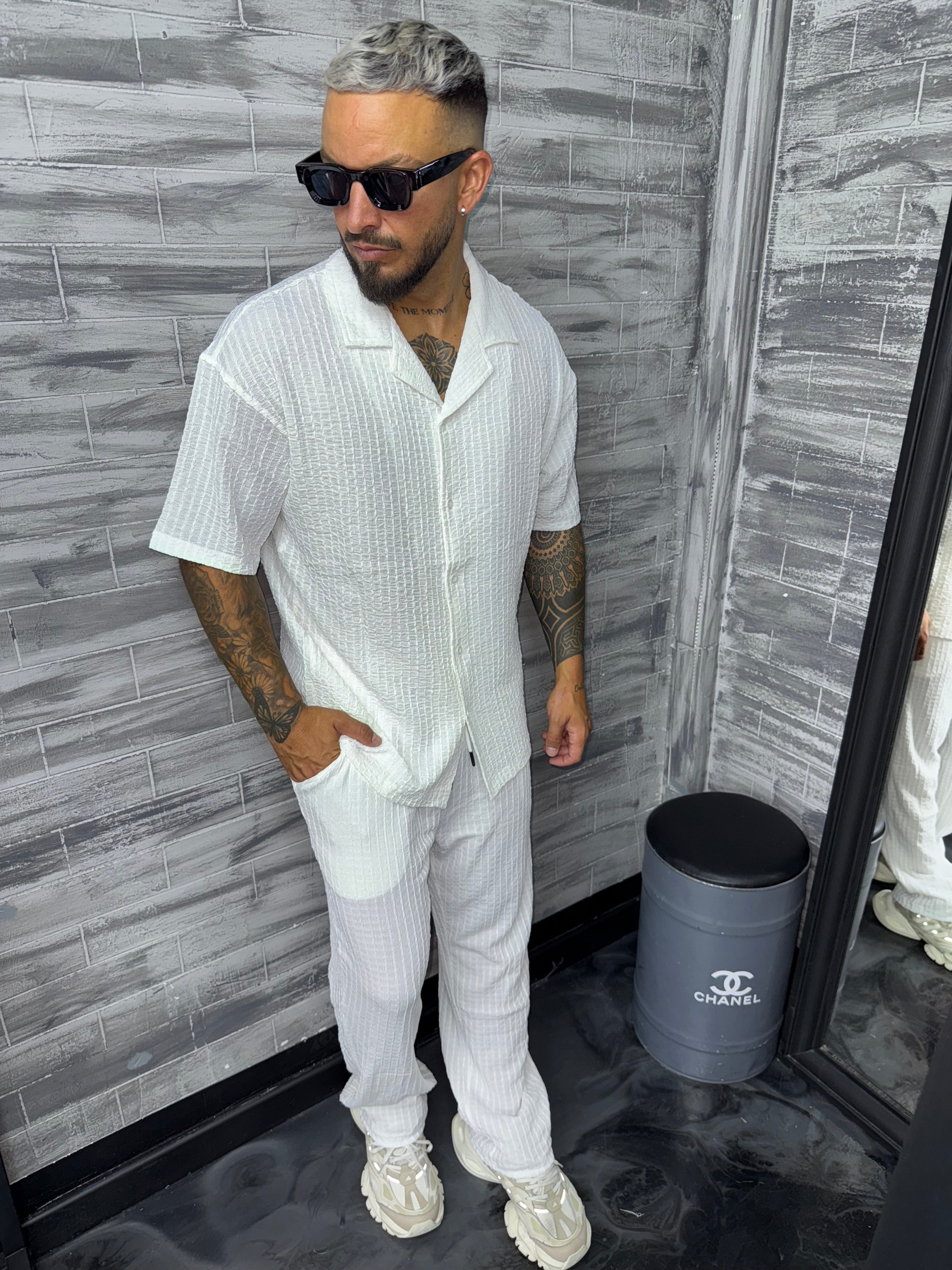 Ensemble Palma chemise + pantalon blanc