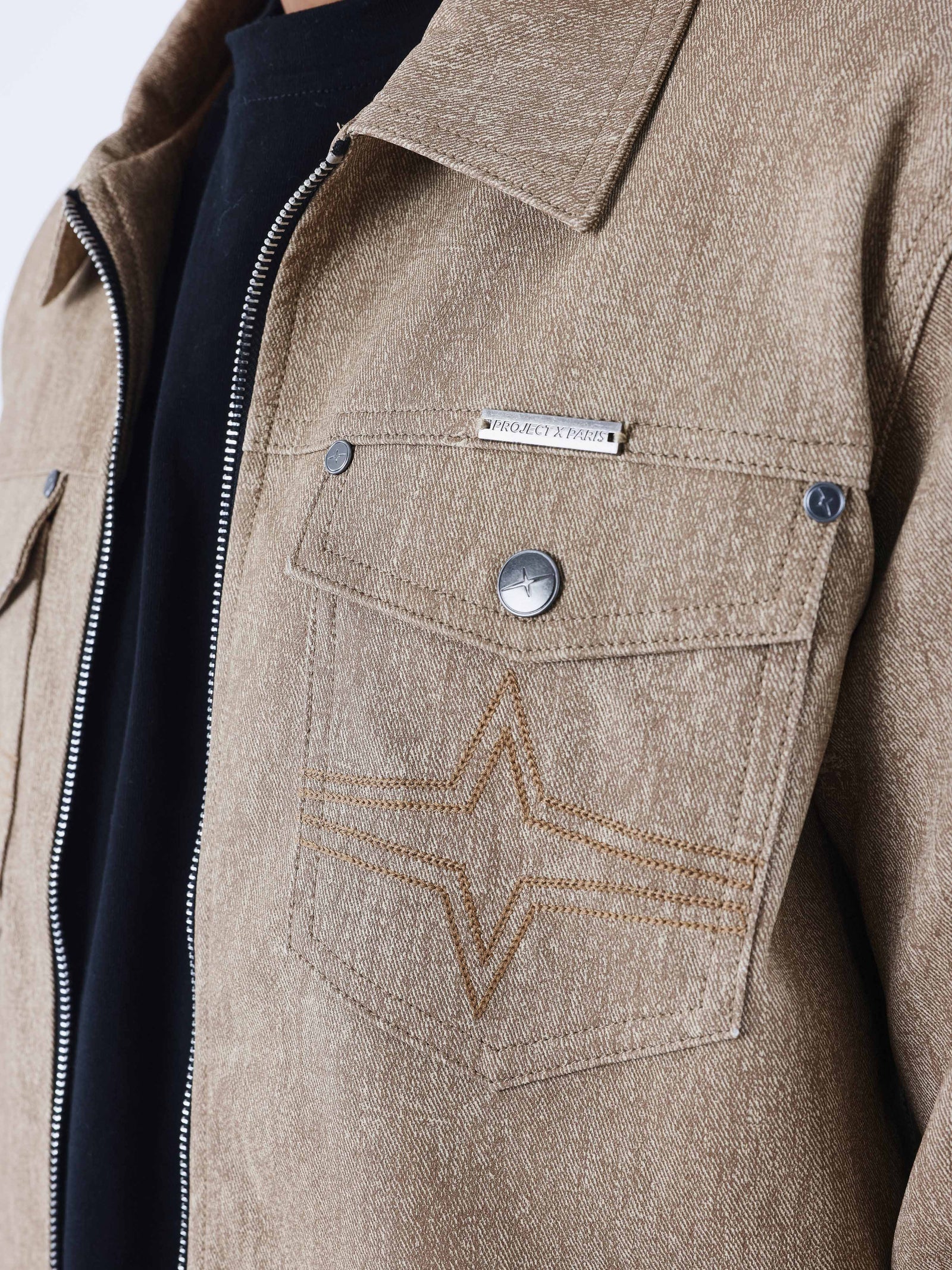 PXP - Veste similicuir marron effet denim