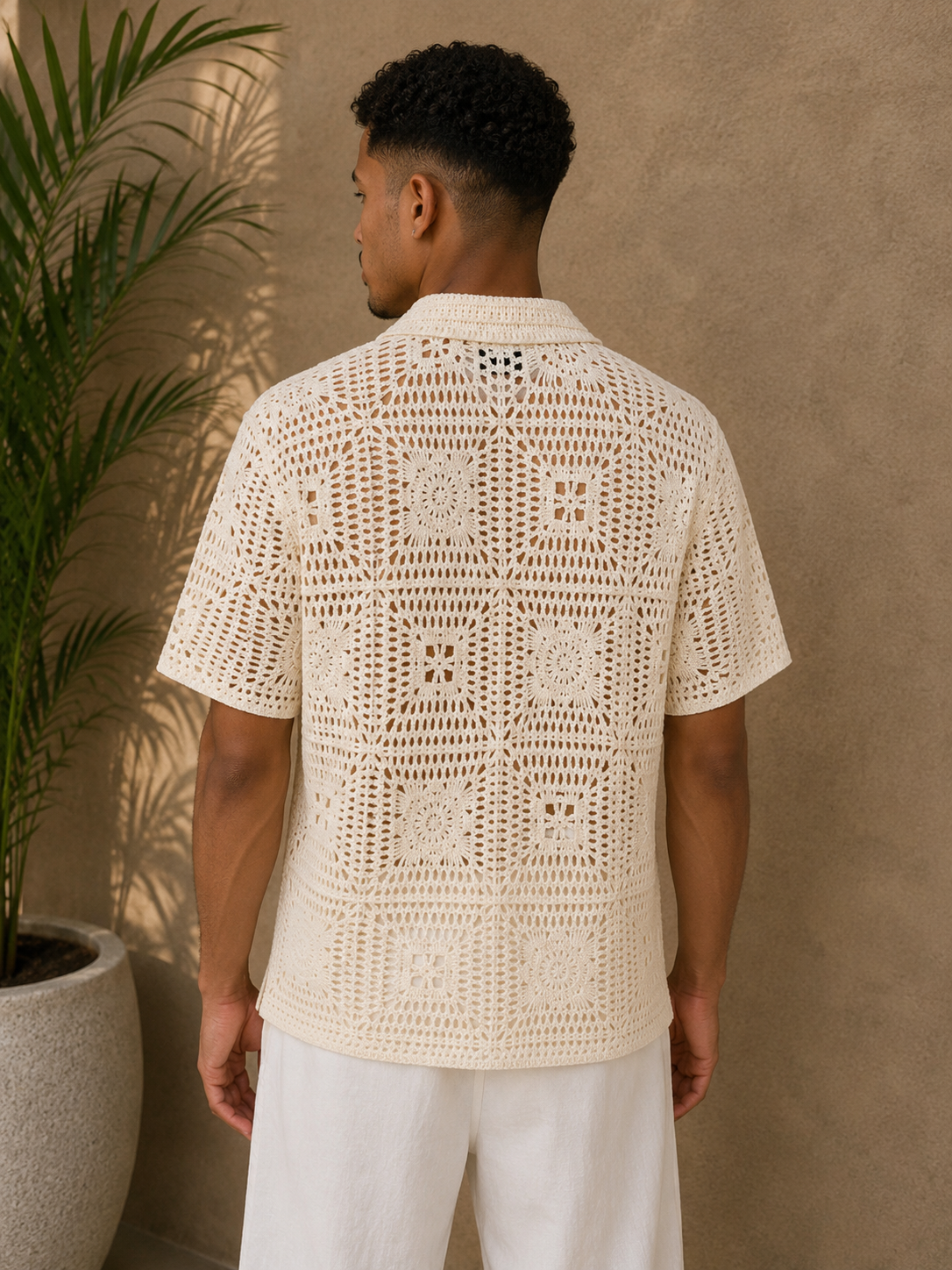 Chemise crochet maille crème
