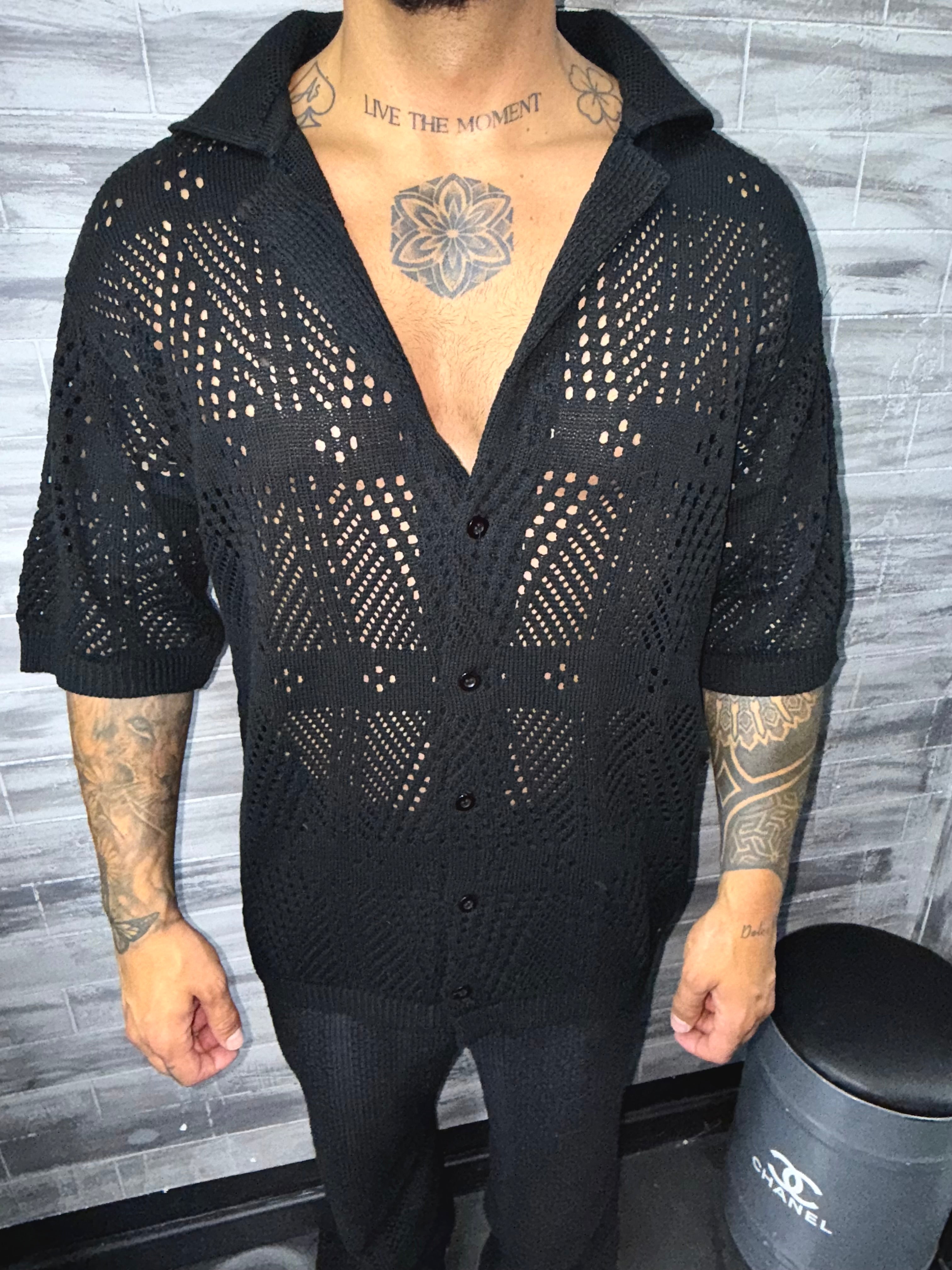 Chemise maille Tulum noir