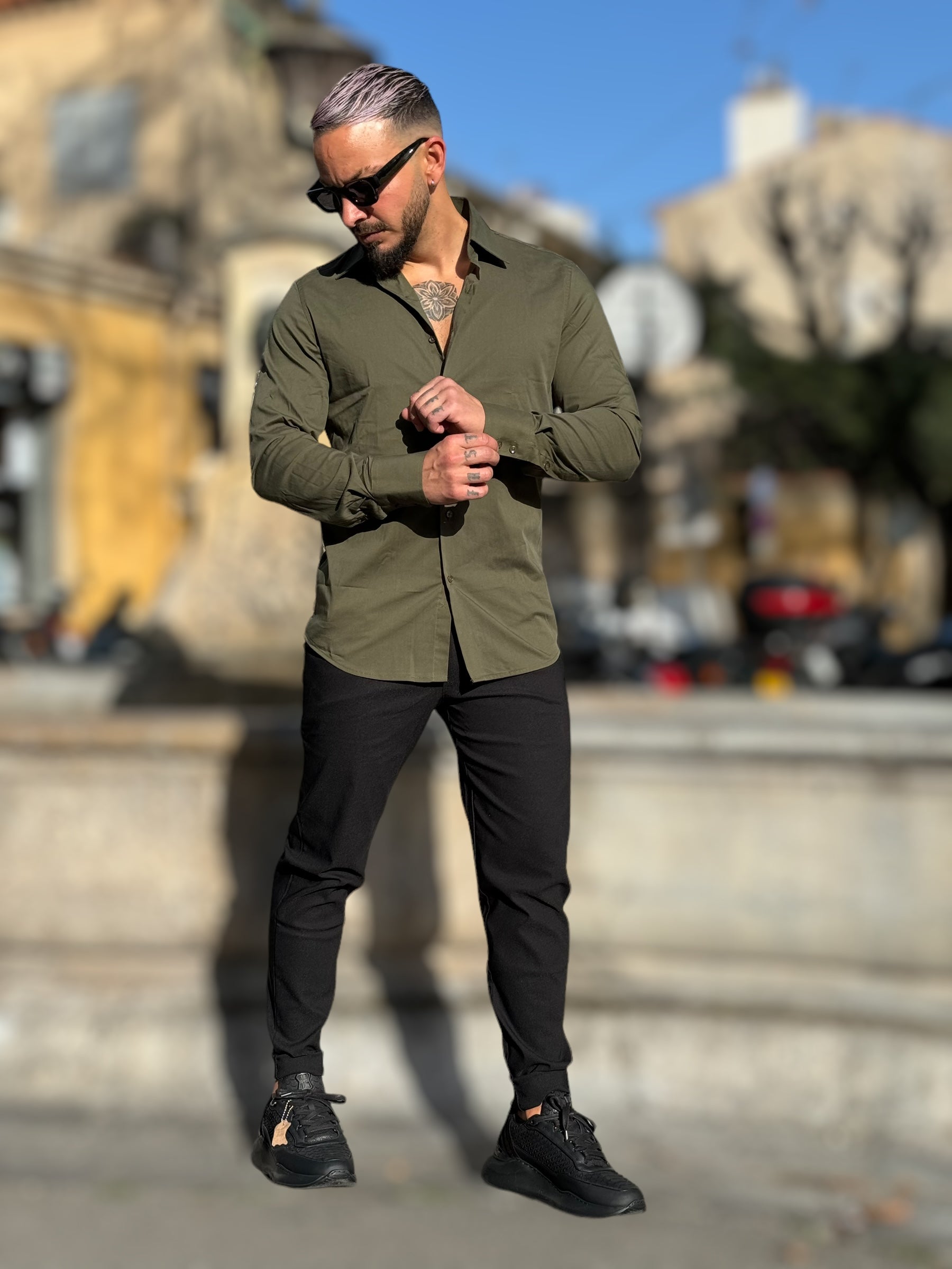 Frilivin - Chemise manche longue cosy kaki