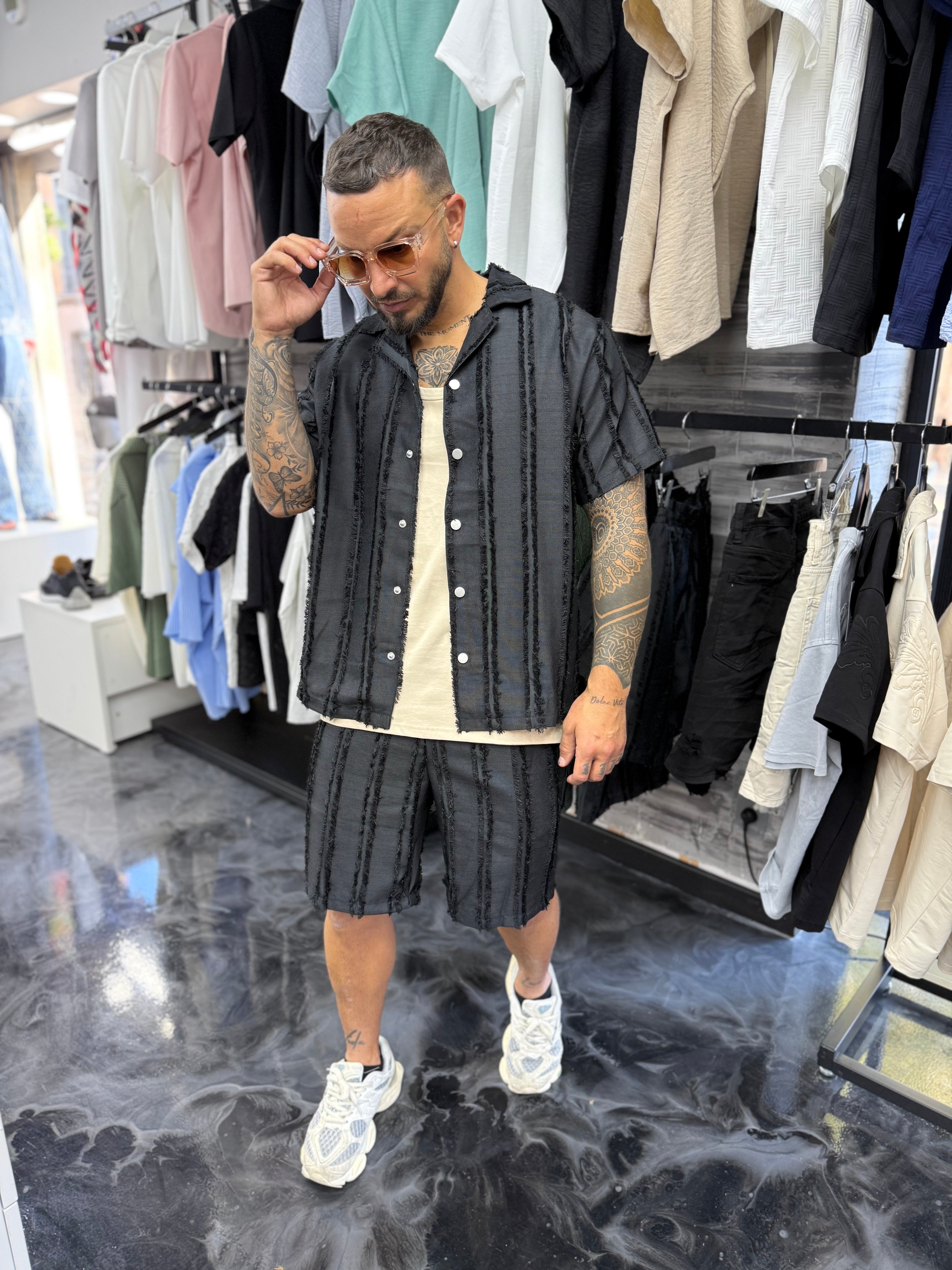 Ensemble Lisbone short + chemise noir