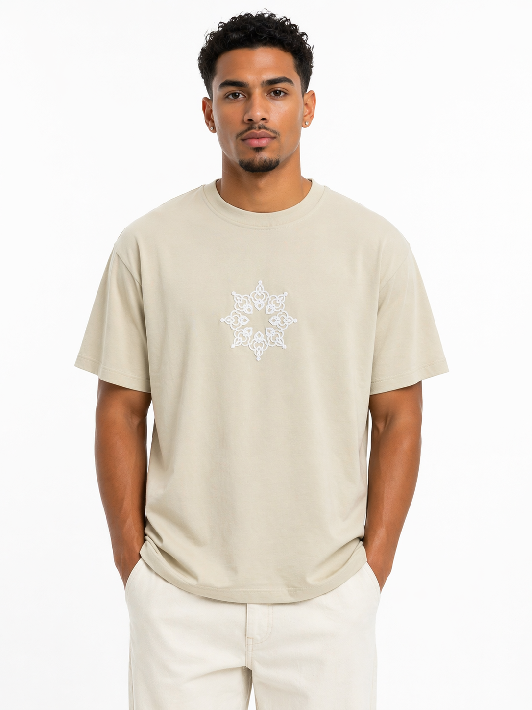 T-shirt oversize Respire brodé beige