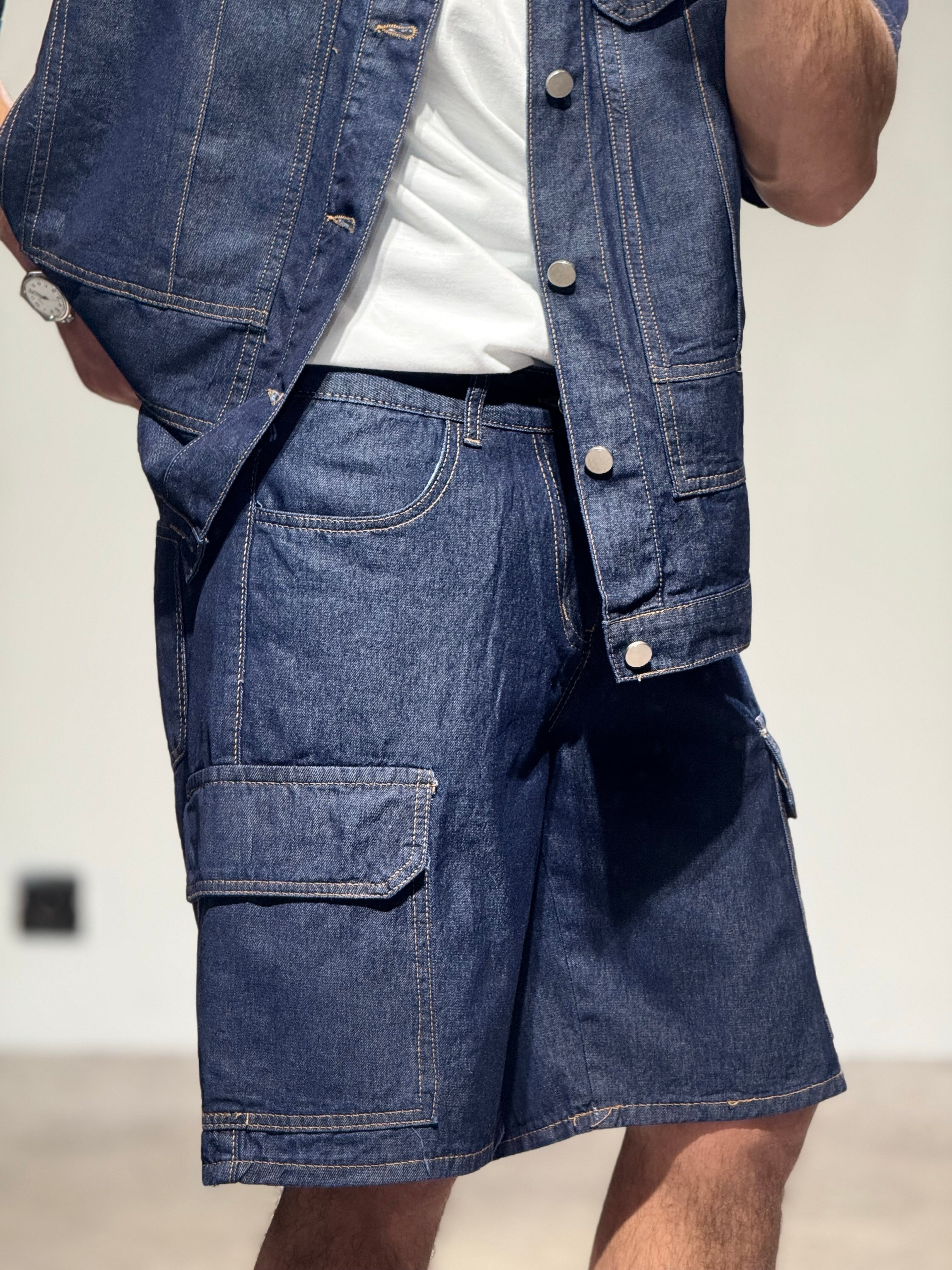 Ensemble Jean short + chemise brut