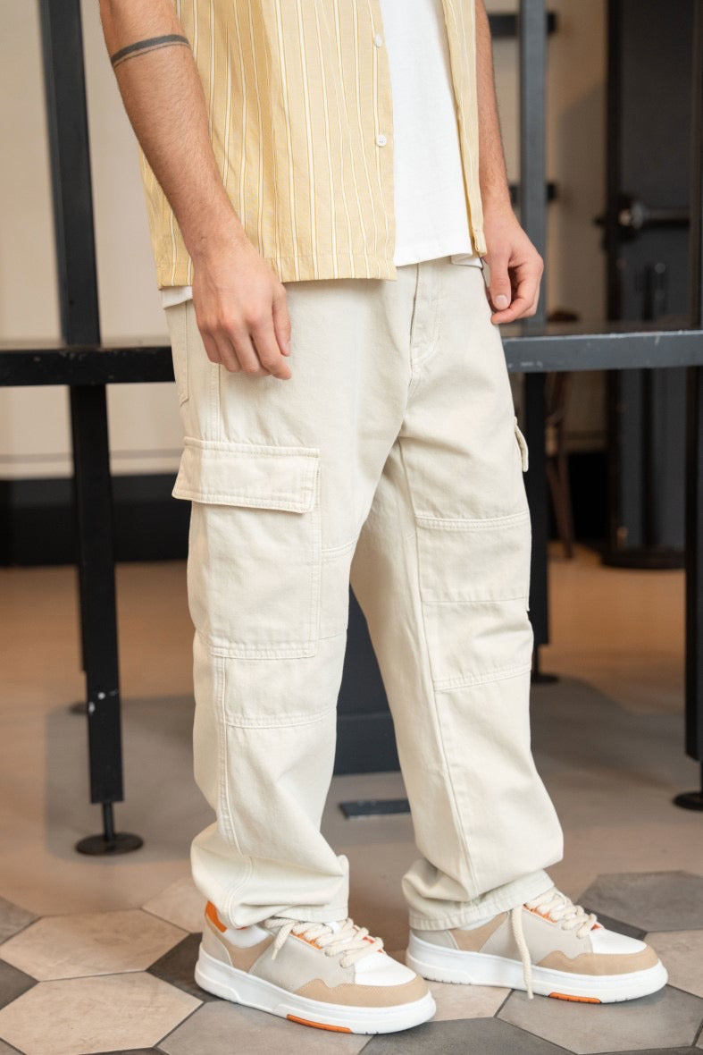 Jean cargo beige