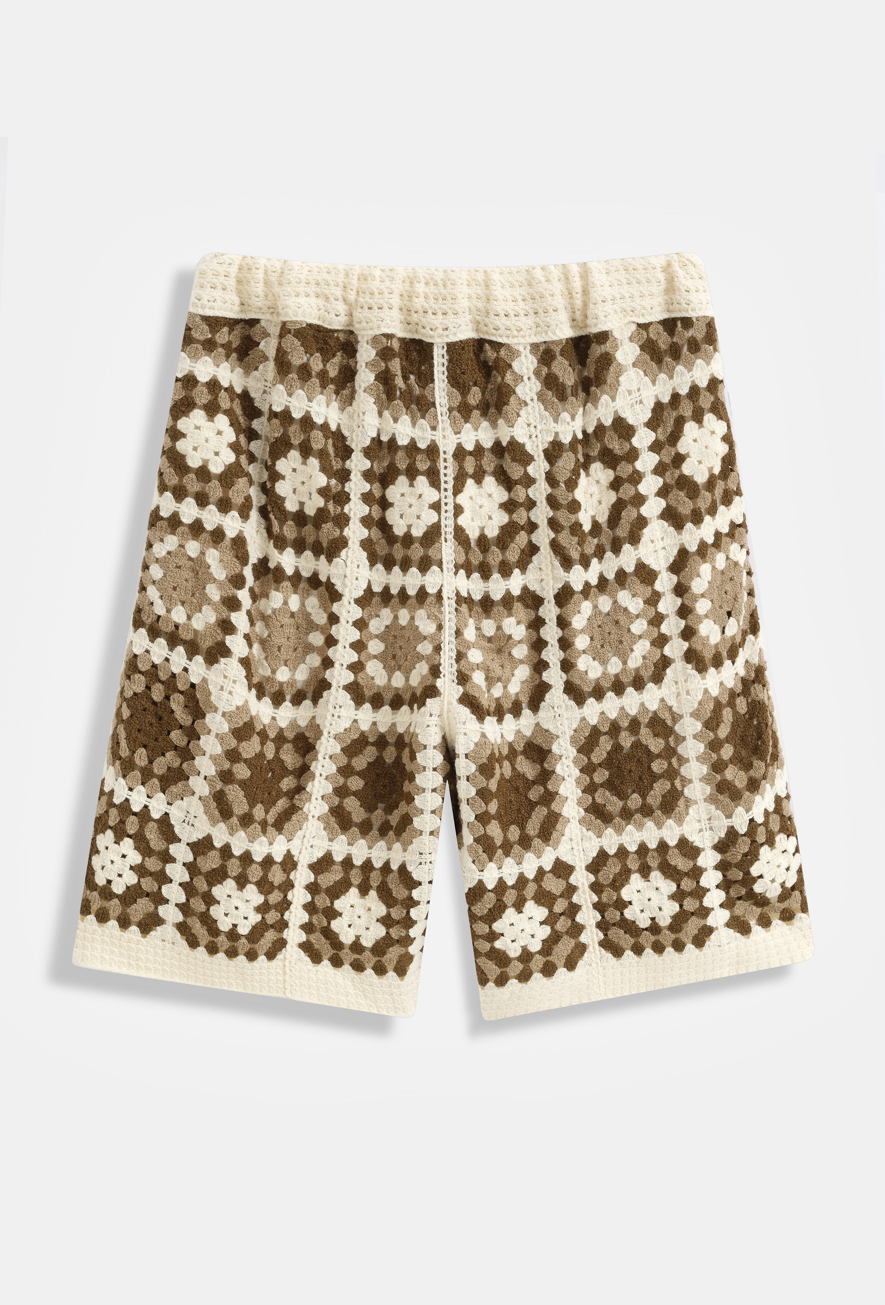 Ensemble crochet beige et marron short et chemise