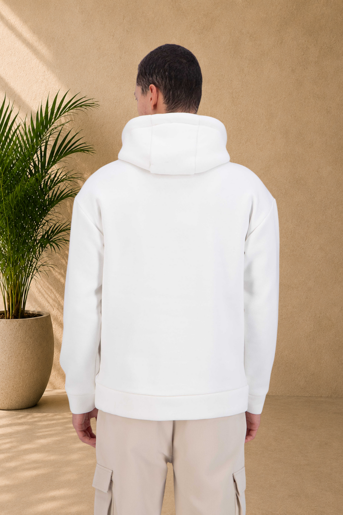 Sweat capuche Blanc Cœur beige