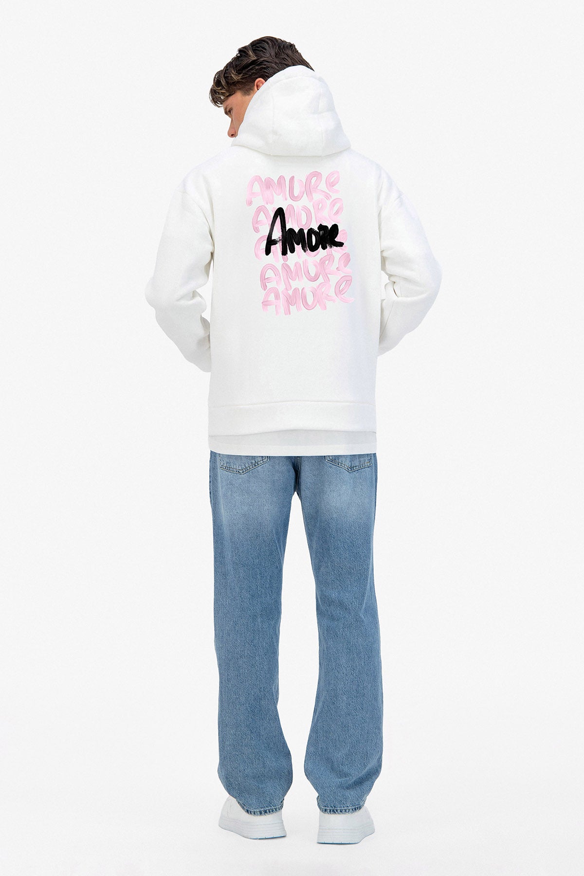 Sweat capuche blanc Amore