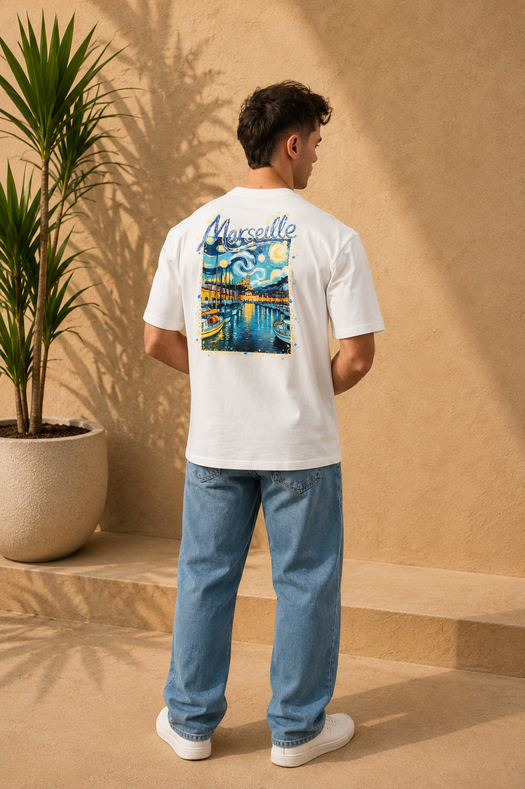 T-shirt tableau Marseille blanc