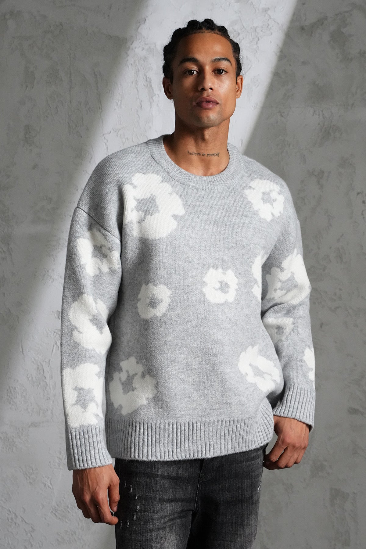 Pull maille Tears gris