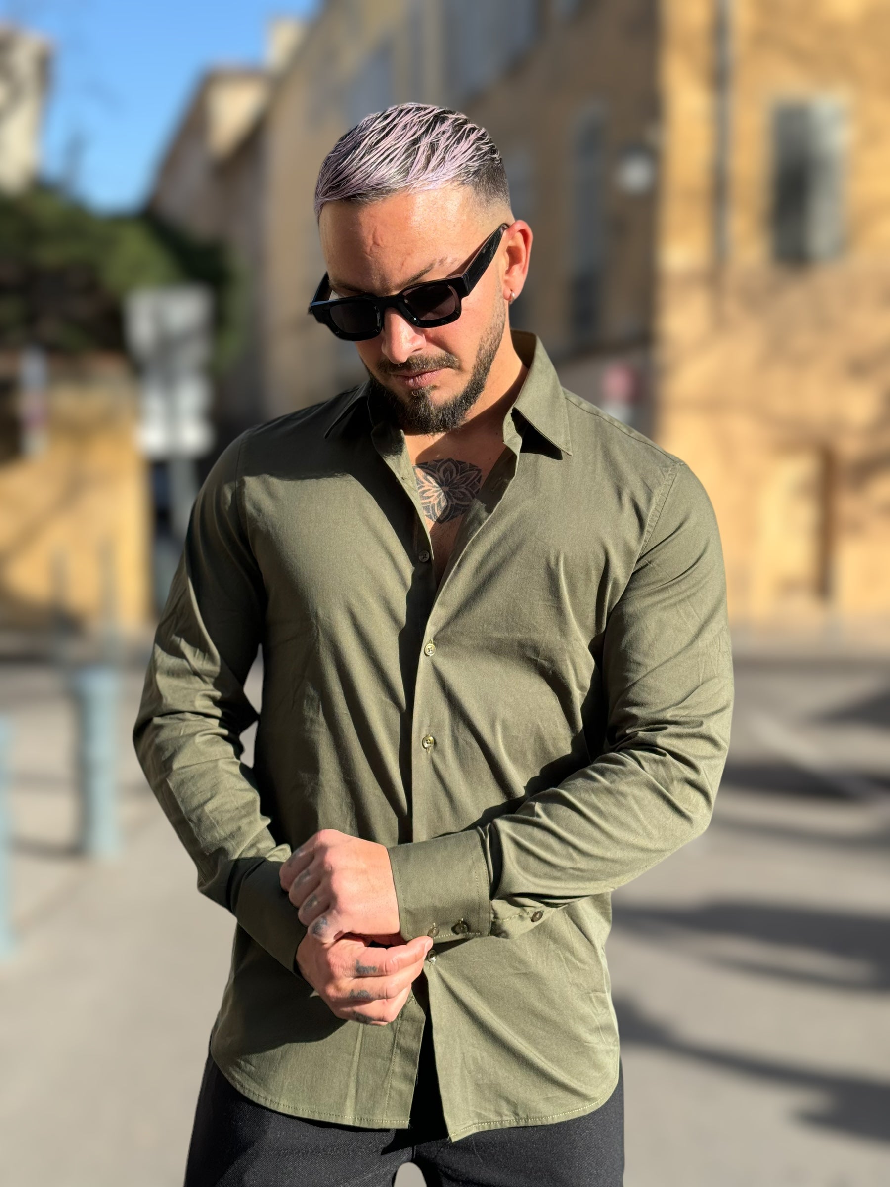 Frilivin - Chemise manche longue cosy kaki