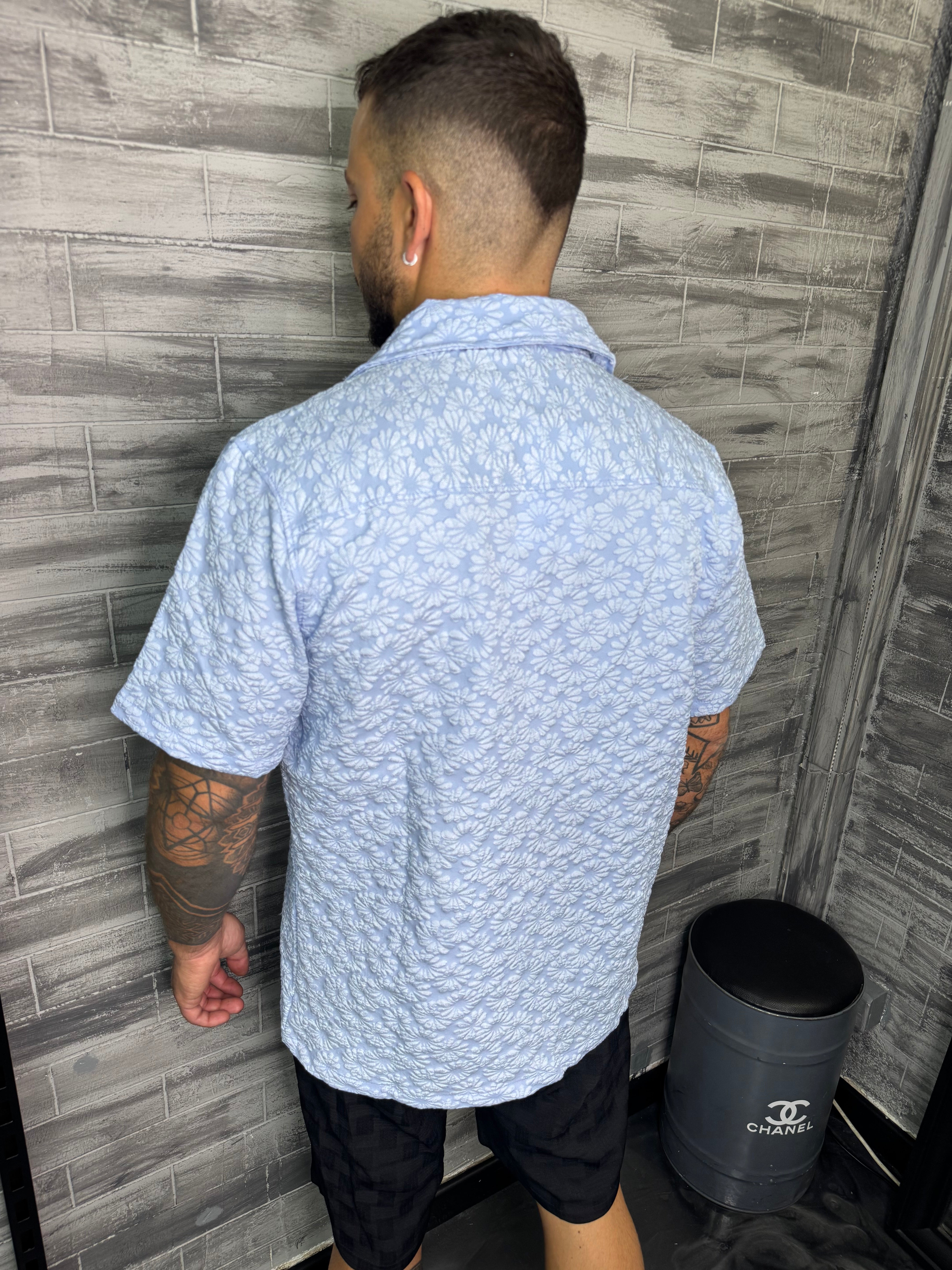 Chemise Flower bleu ciel