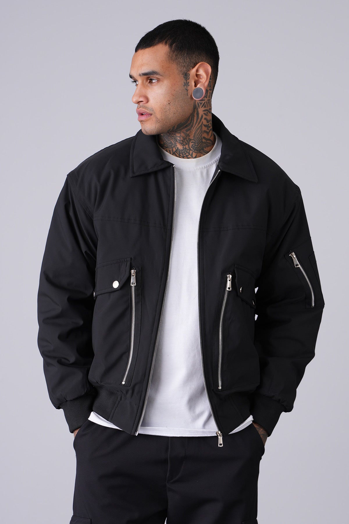 Veste oversize noir zip