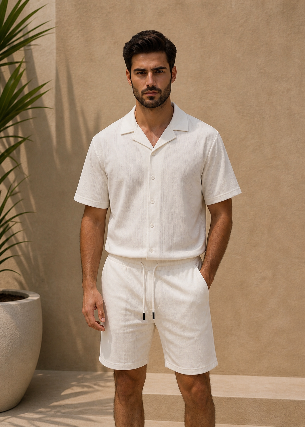 Ensemble short chemise blanc