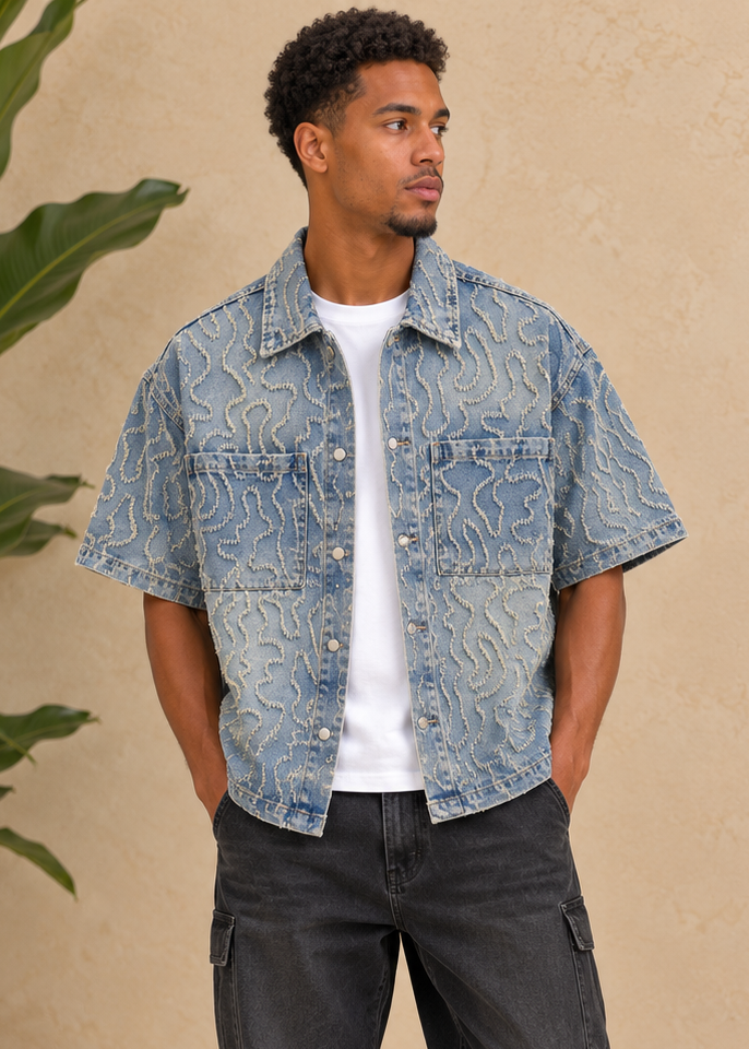 Chemise en jean motif