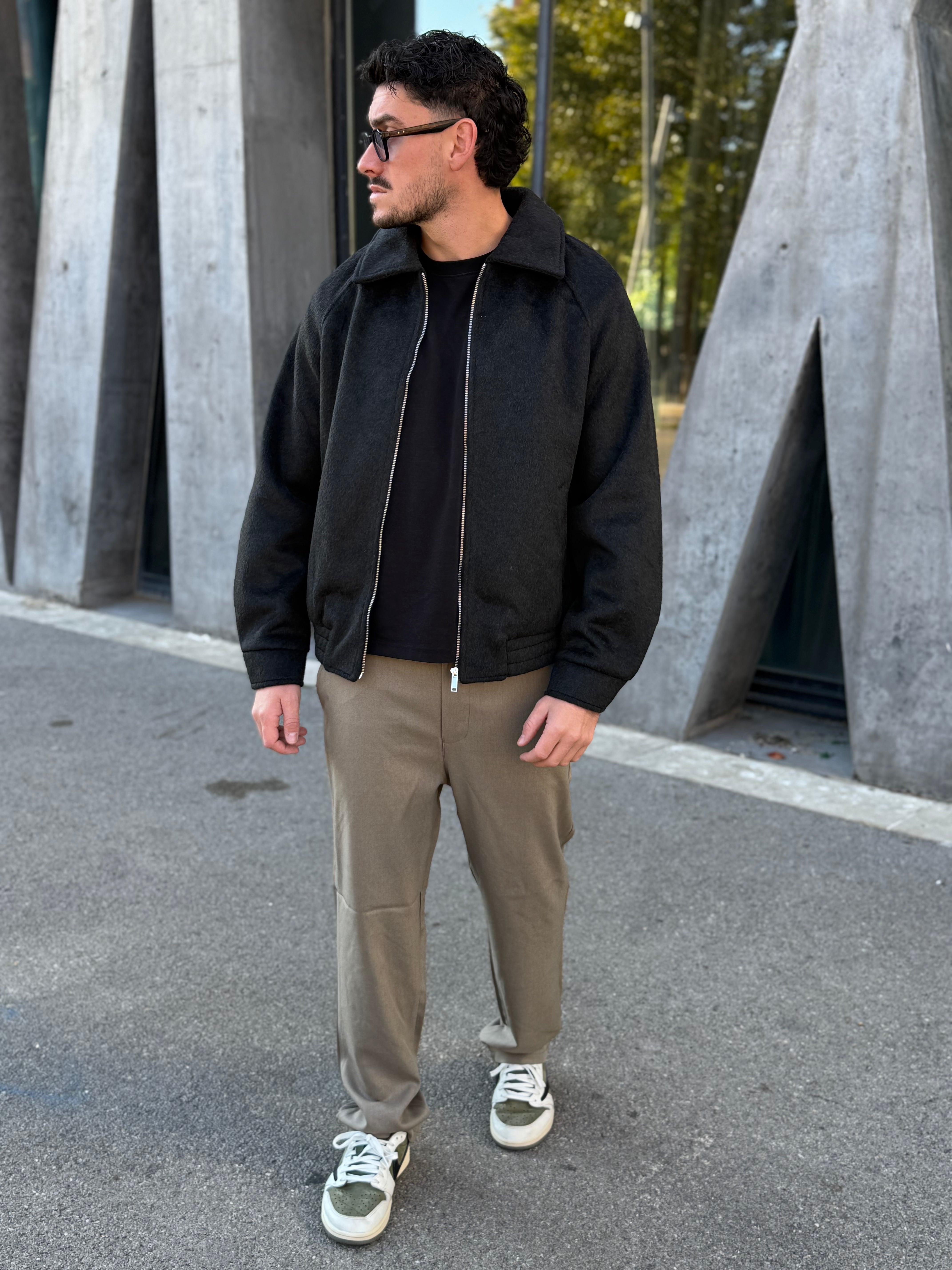 Veste zipée noir en laine