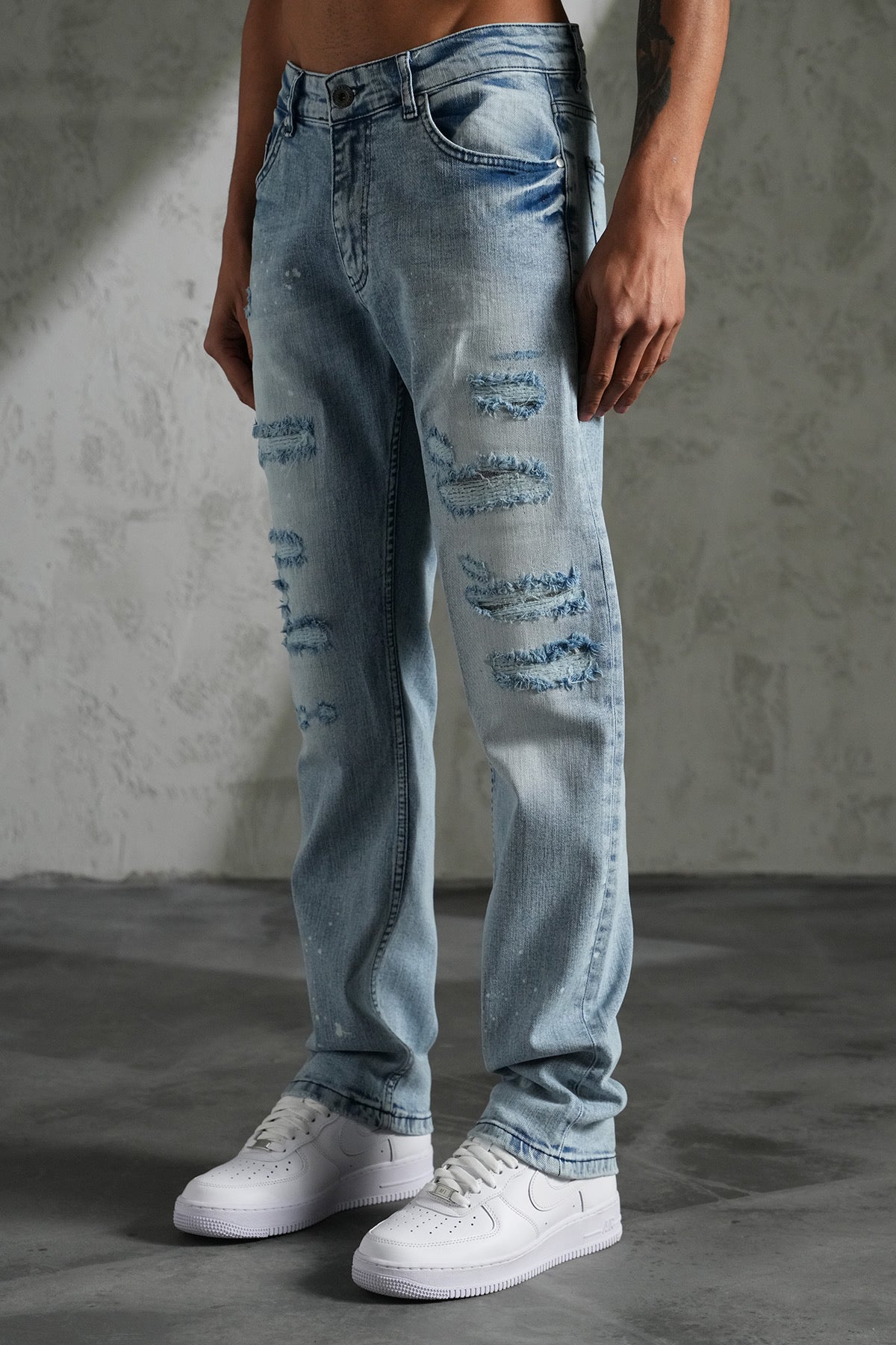 Jean regular bleu destroy