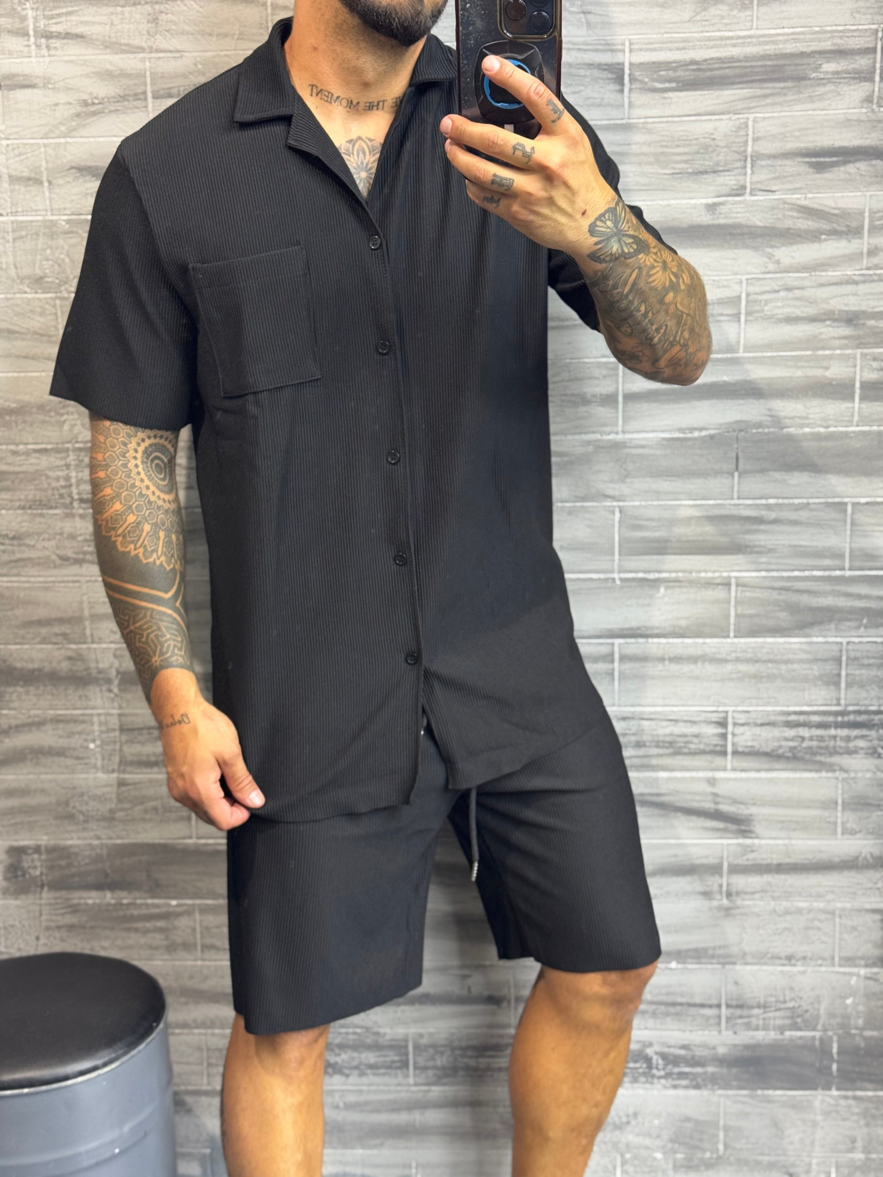 Ensemble Pablo short + chemise noir