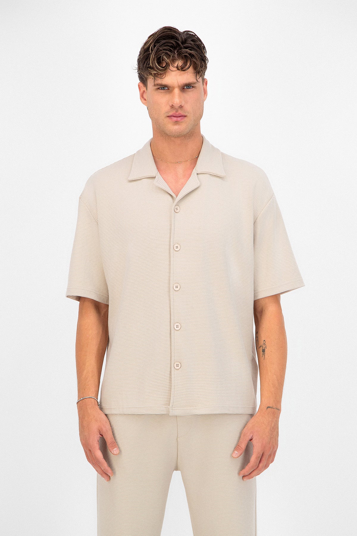 Chemise texturé beige