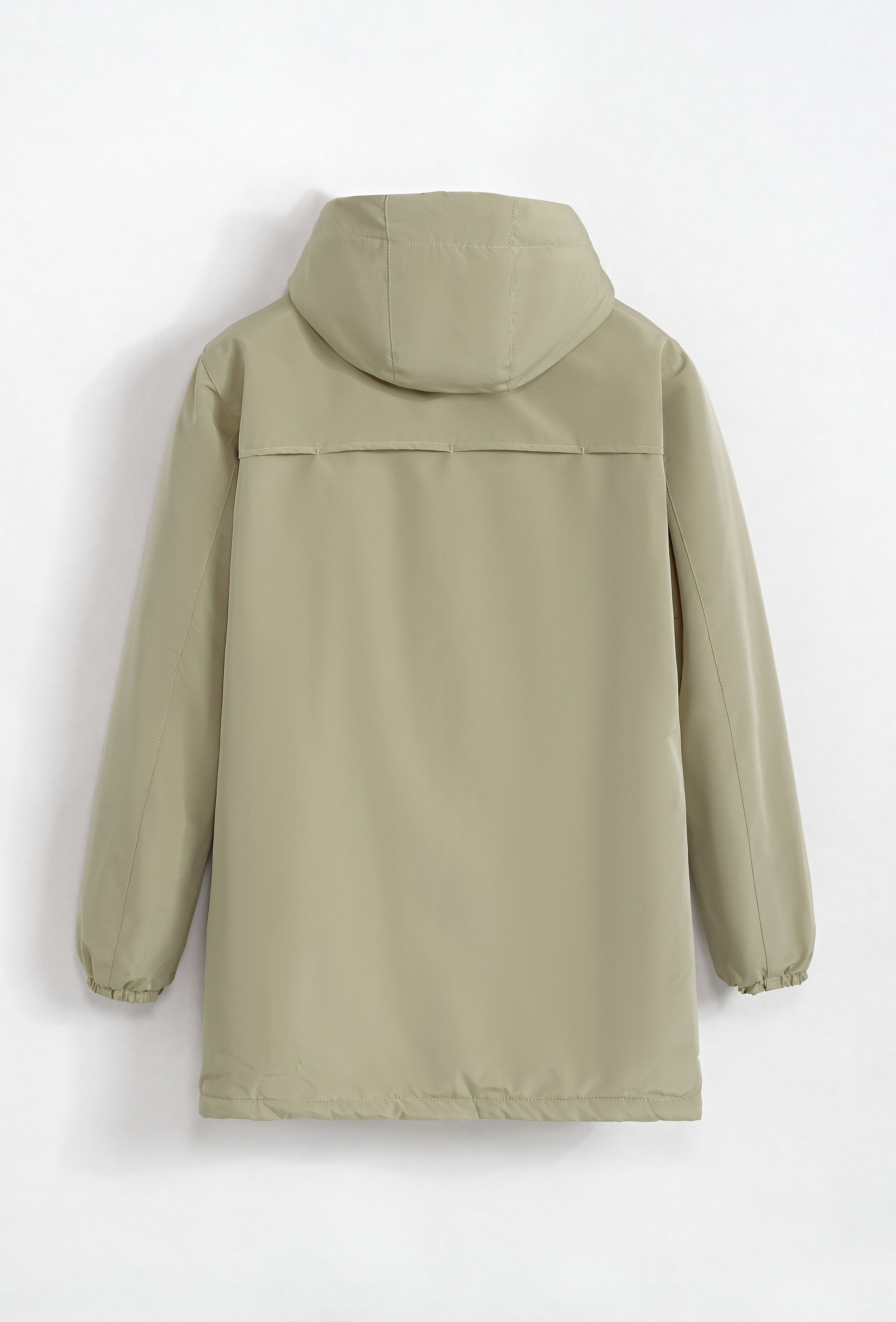 Veste capuche longue beige fourrée