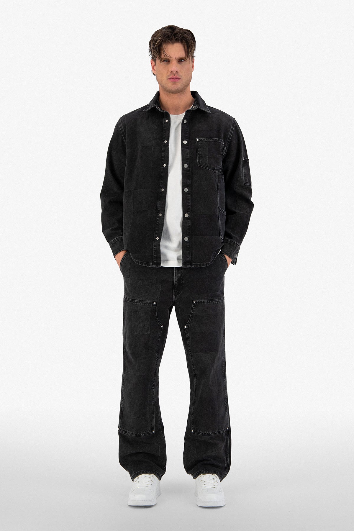 Veste jean London gris/noir