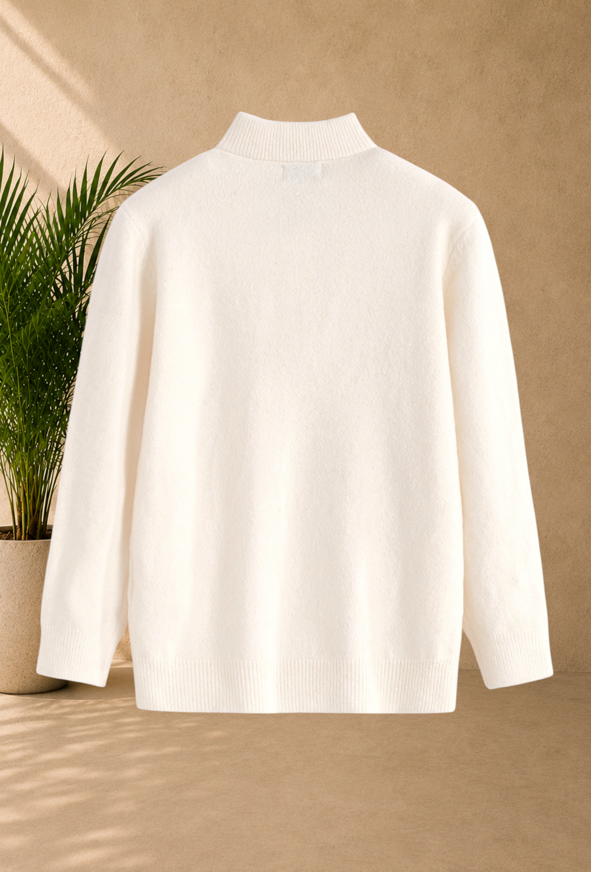 Pull maille blanc col zippé