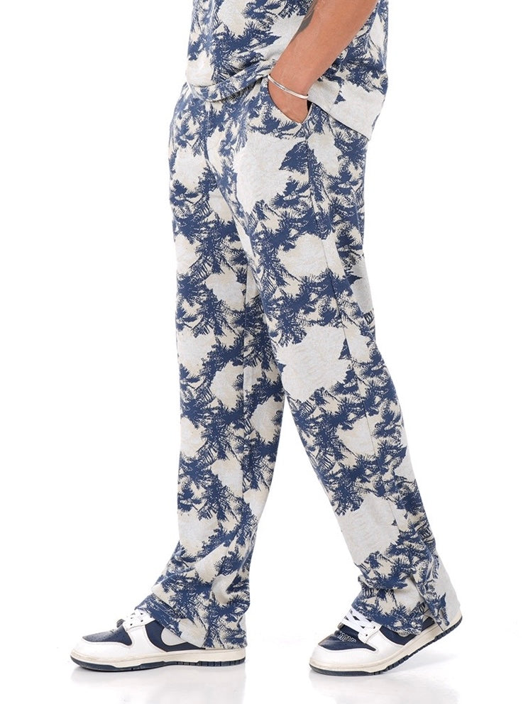 Pantalon motif bleu beige LL1118