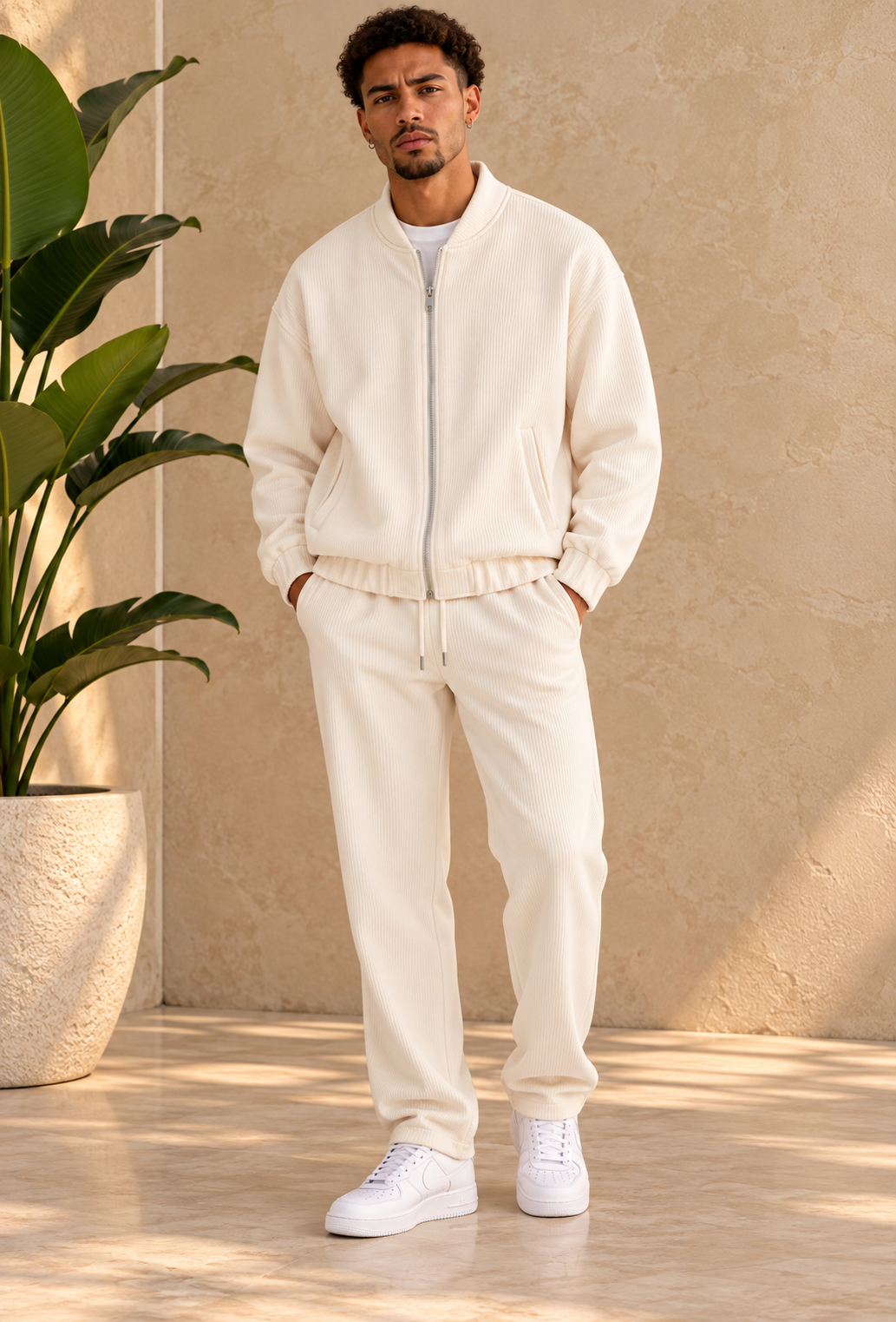 Ensemble velvet crème velours côtelé