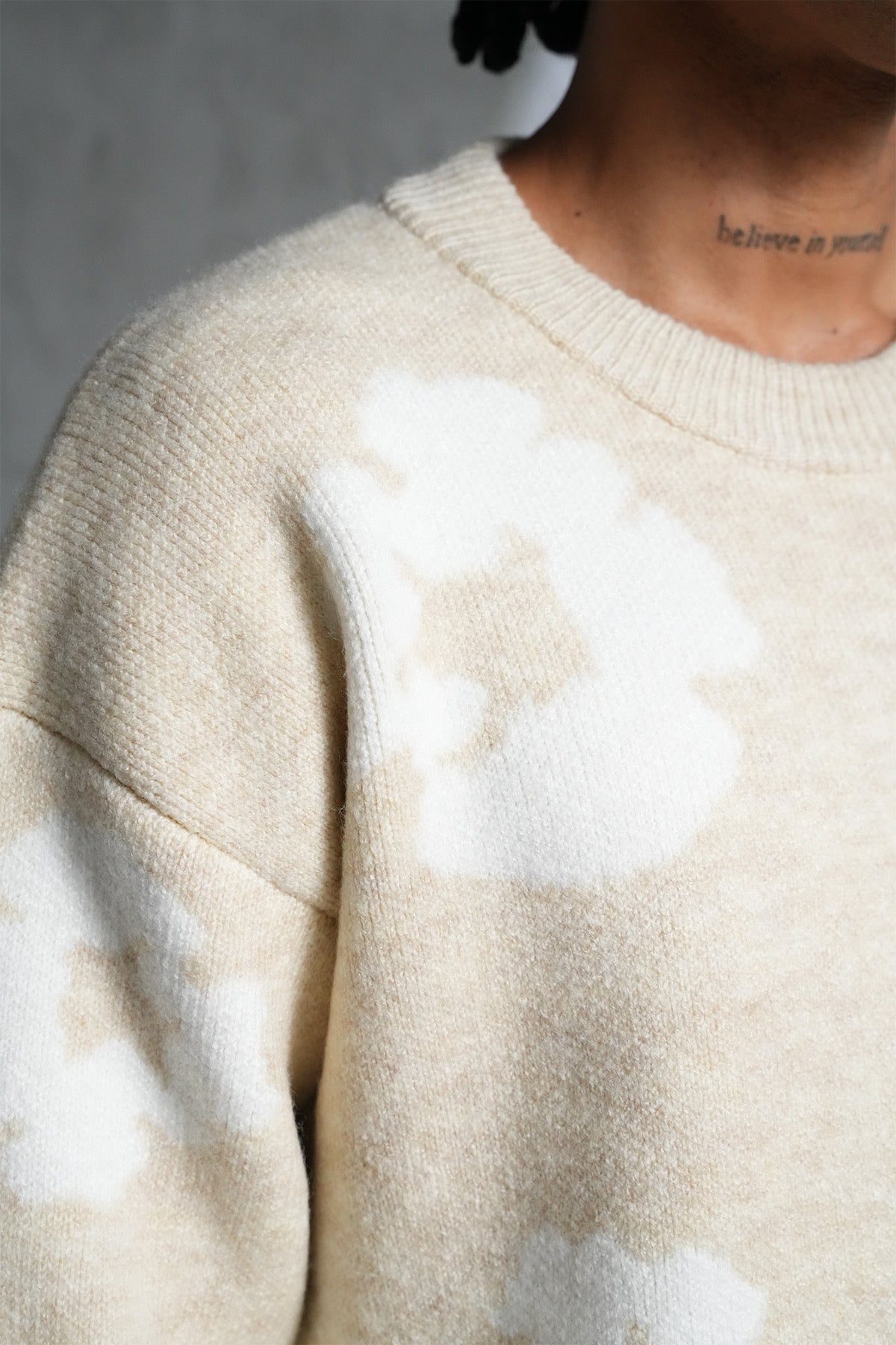 Pull maille Tears beige