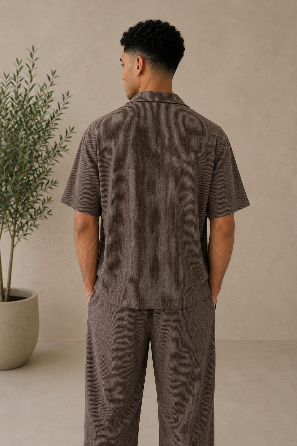 Chemise texturé marron
