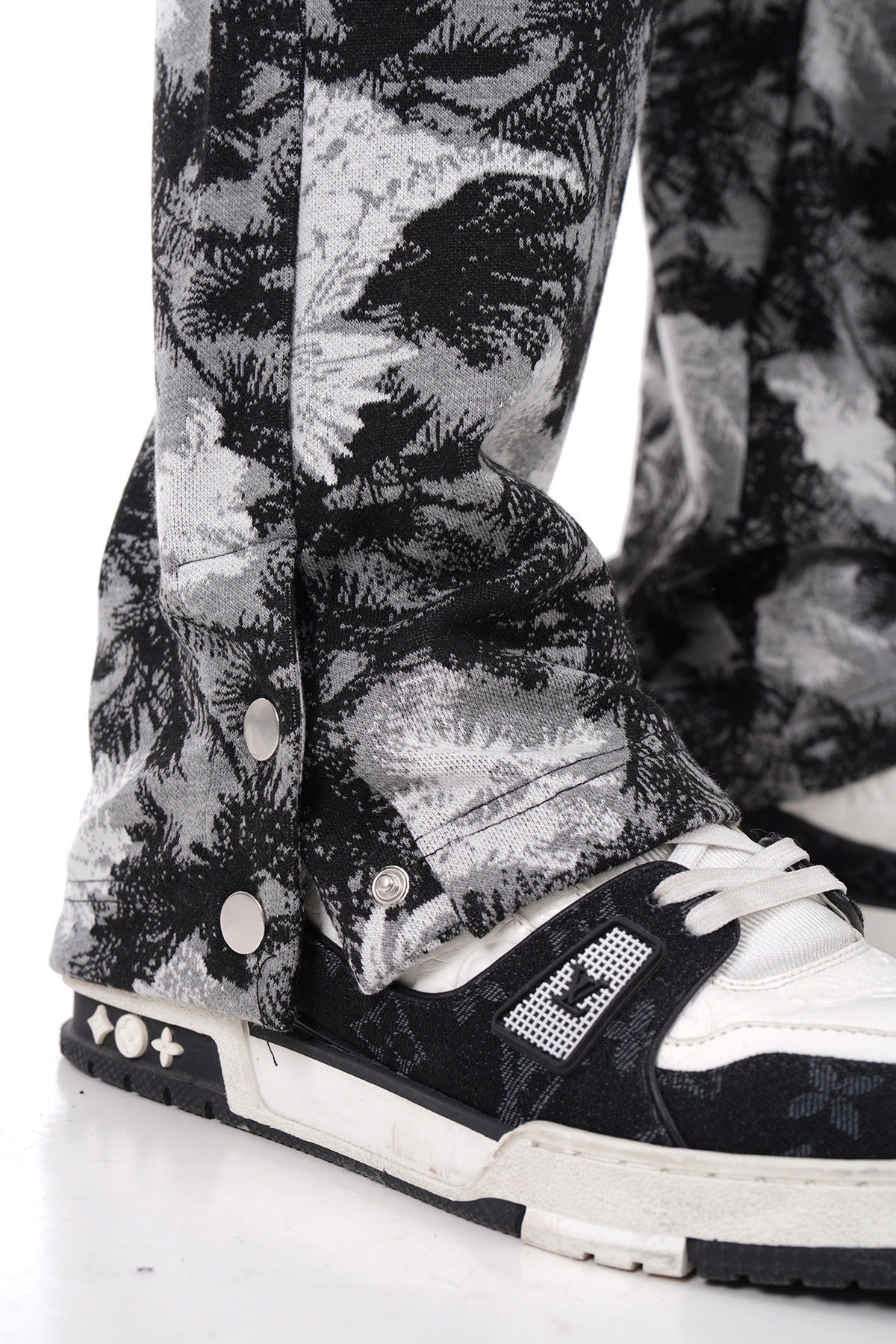 Pantalon motif noir gris LL1118