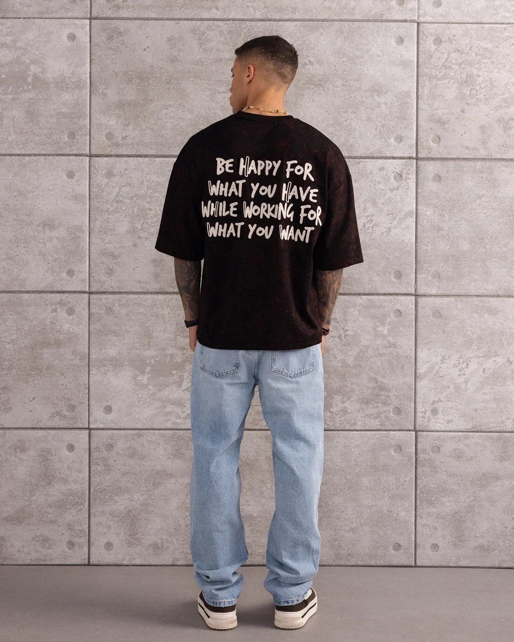 T-shirt Oversize Be Happy noir