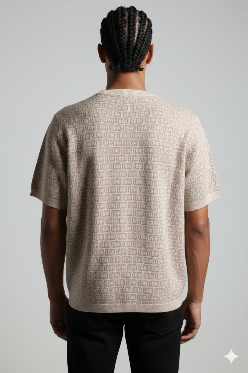 T-shirt épais beige motif